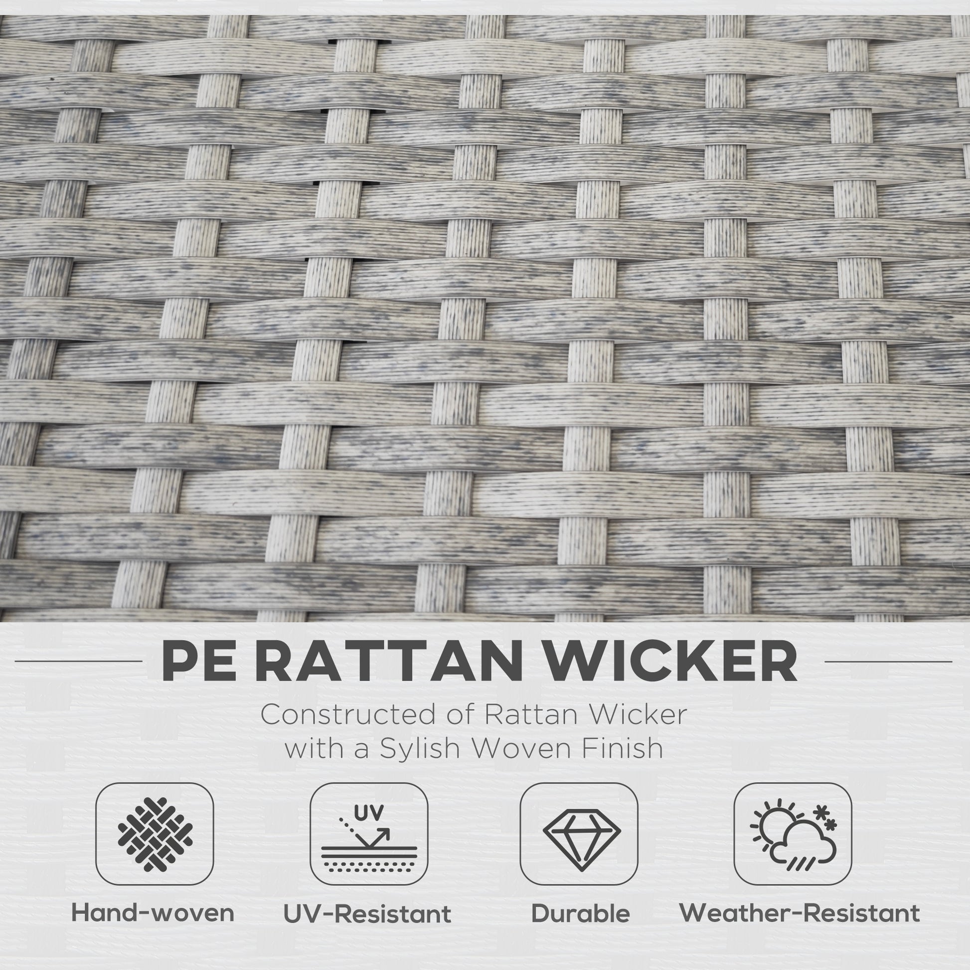 7-Piece Patio Furniture Set Rattan Grey-DECOROLALA