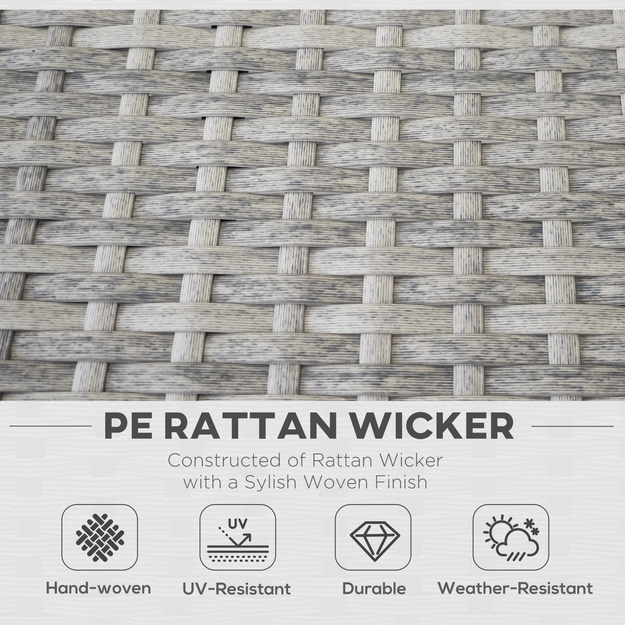 7-Piece Patio Furniture Set Rattan Grey-DECOROLALA
