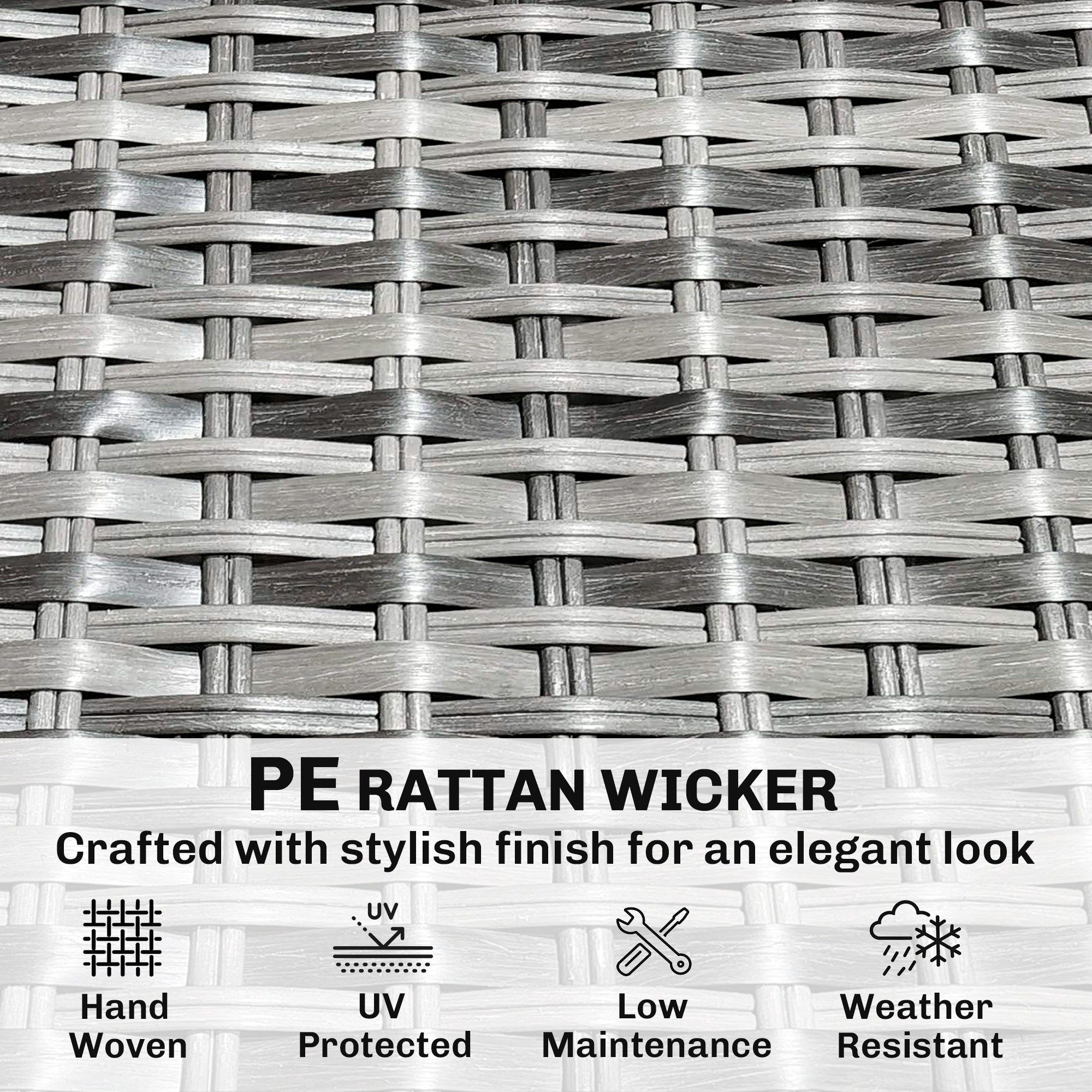 7 Piece Patio Sectional Set - Light Grey Wicker-DECOROLALA