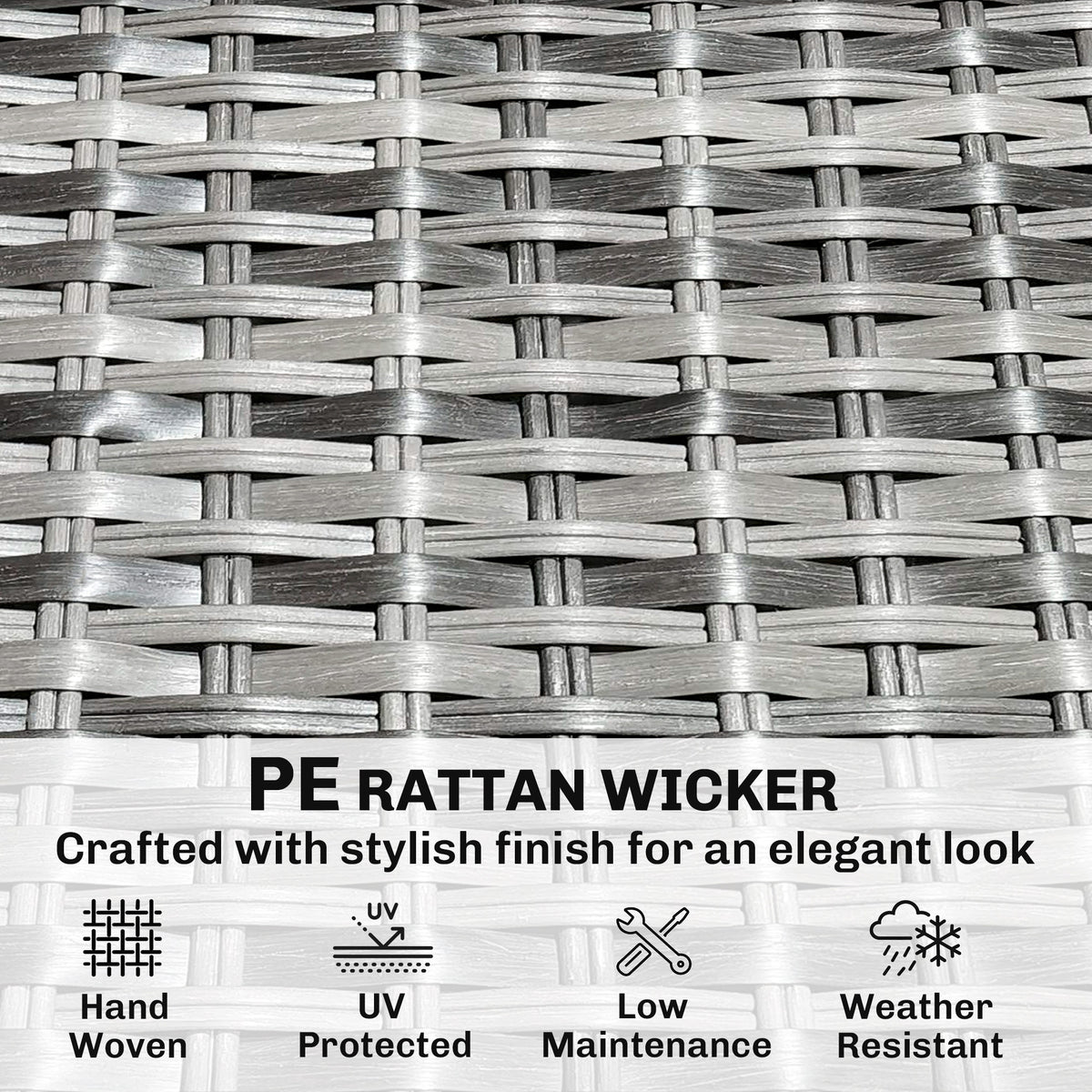 7 Piece Patio Sectional Set - Light Grey Wicker-Patio Conversation Sets-DECOROLALA