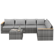 7 Piece Patio Sectional Set - Light Grey Wicker-DECOROLALA