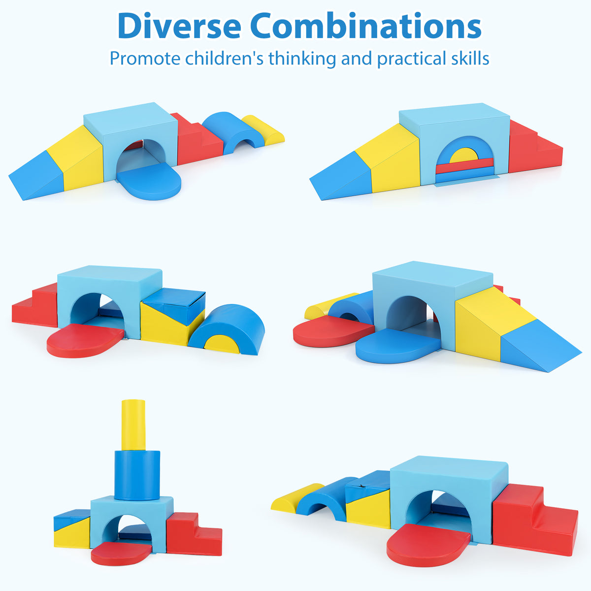 7-Piece Soft Foam Toddler Climbing Blocks Set PU Leather for 1+ Year Old