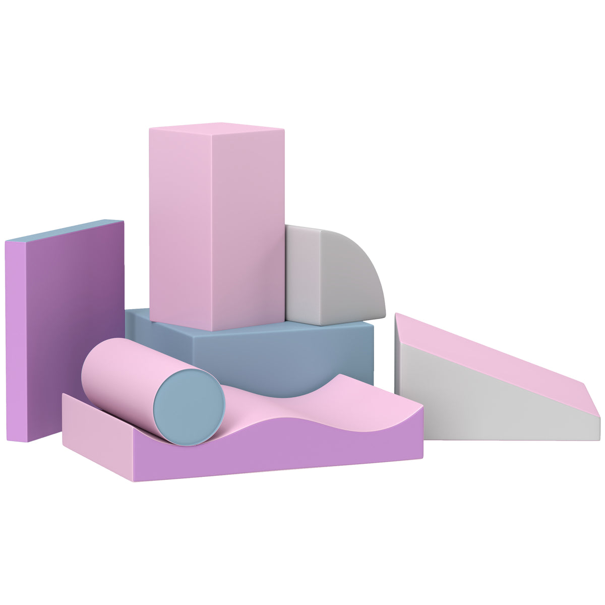 7 Pieces Soft Play Foam Climbing Blocks, Indoor Modular Kids Play Toys for Climbing, Crawling, Sliding, Light Colour-Toys & Games > Baby & Toddler Toys > Kids Gym & Playmats-DECOROLALA