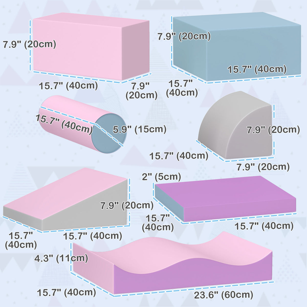 7 Pieces Soft Play Foam Climbing Blocks, Indoor Modular Kids Play Toys for Climbing, Crawling, Sliding, Light Colour-Toys & Games > Baby & Toddler Toys > Kids Gym & Playmats-DECOROLALA