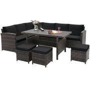 7 Pieces Hand-woven Cozy Wicker Patio Furniture Set-Black-Patio Furniture Sets-DECOROLALA