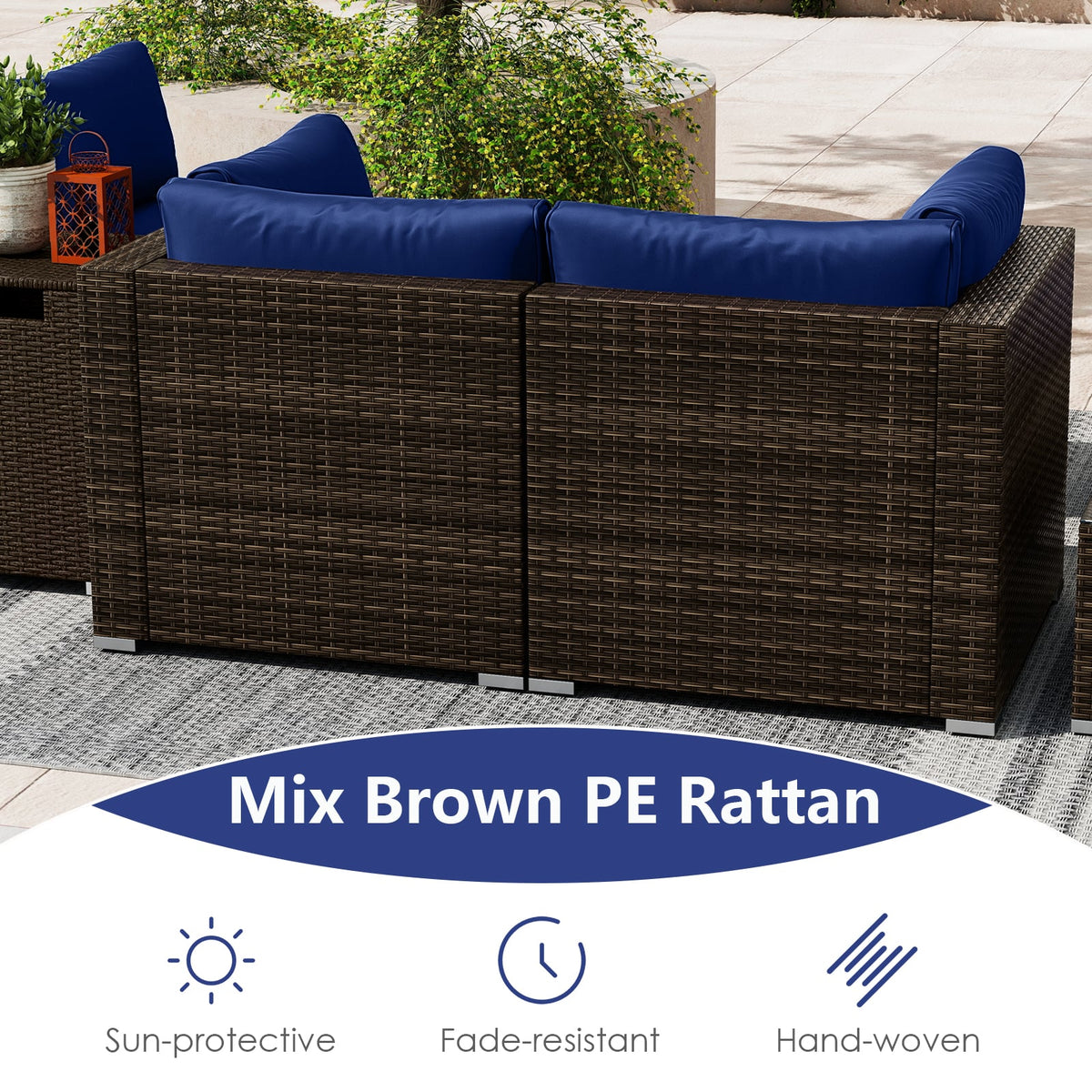 7 Pieces Outdoor Furniture Set with 32 Inch Fire Pit Table and Propane Tank Cover-Navy-Patio Furniture Sets-DECOROLALA