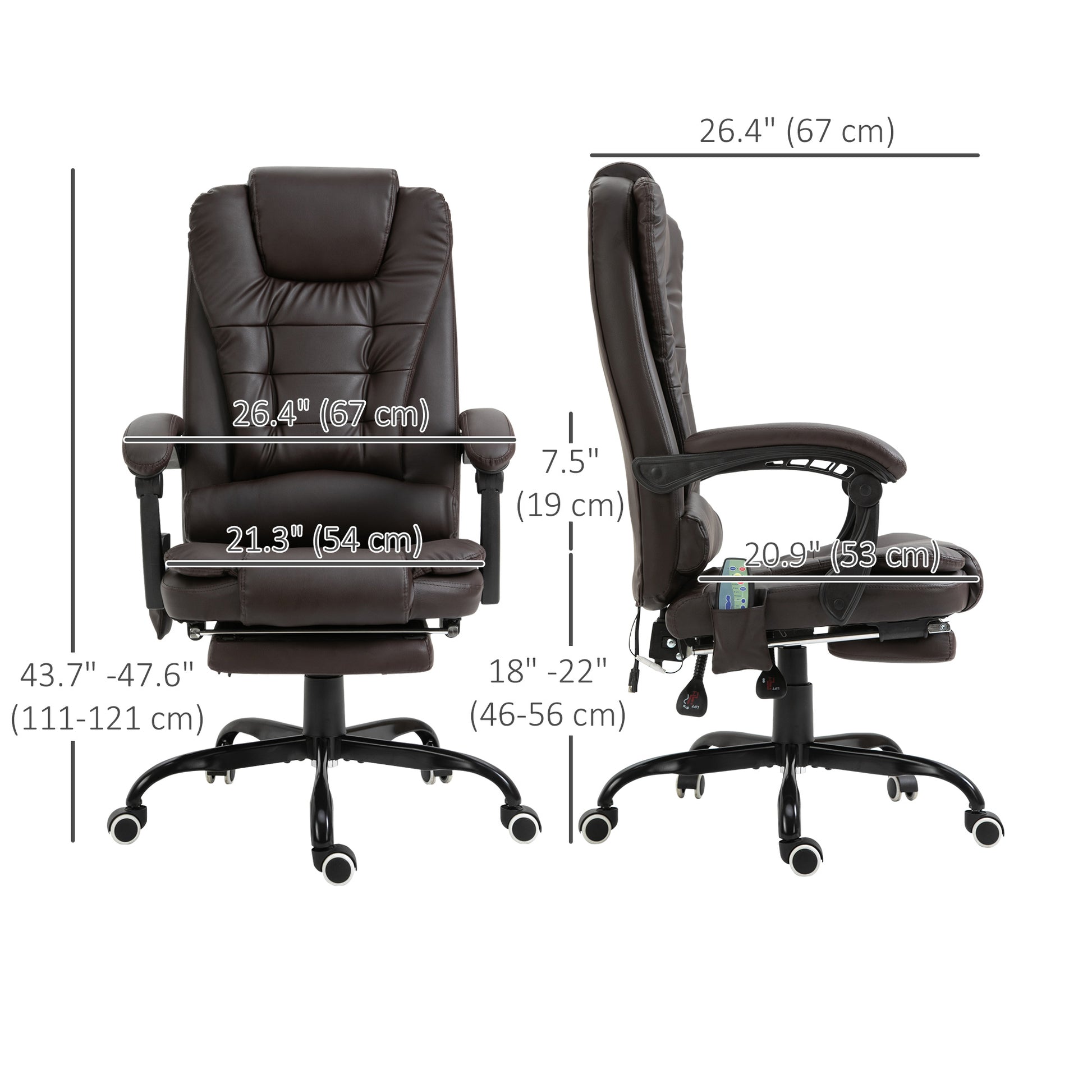 7-Point Vibrating Massage Chair - Reclining Brown-DECOROLALA