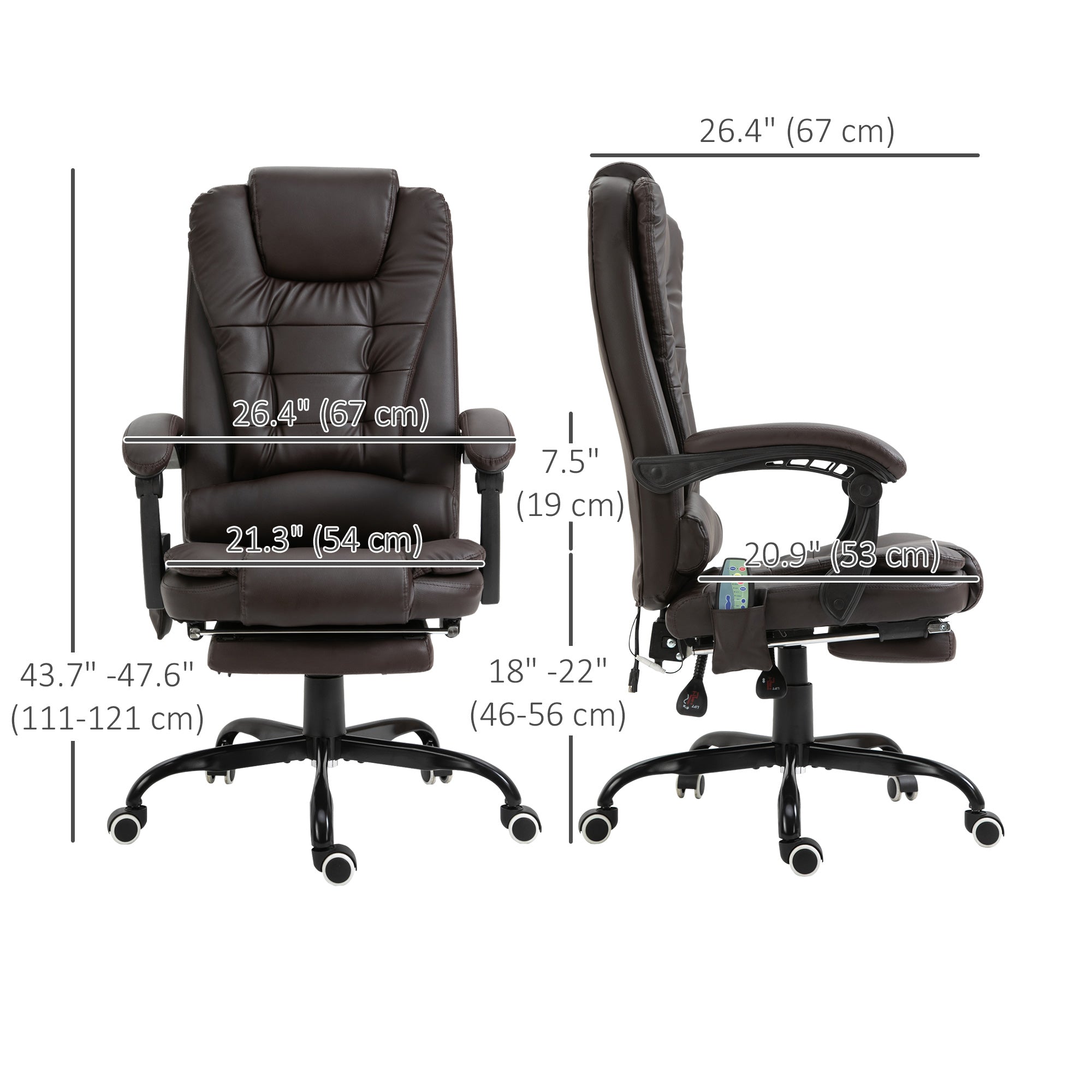 7-Point Vibrating Massage Chair - Reclining Brown-DECOROLALA