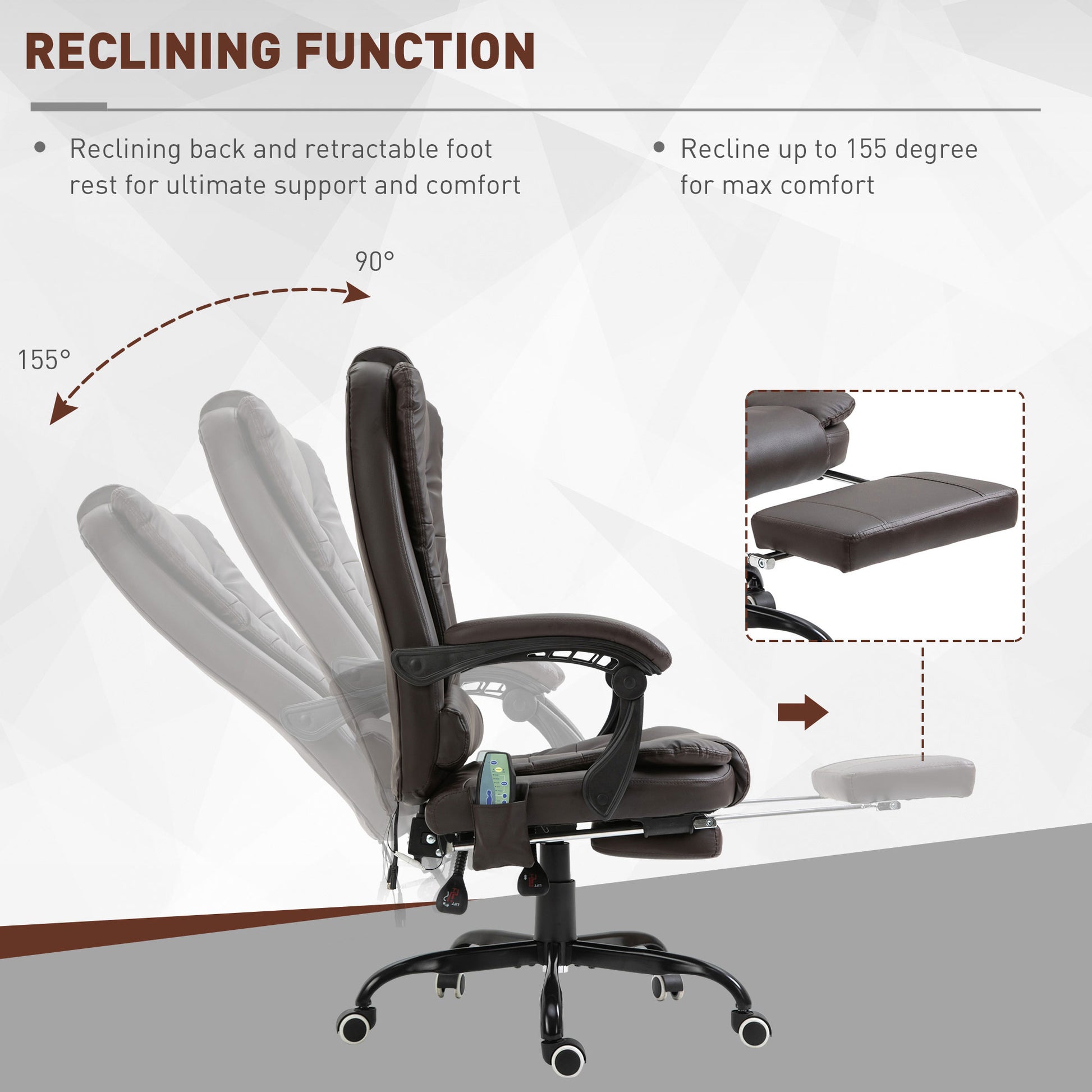 7-Point Vibrating Massage Chair - Reclining Brown-DECOROLALA