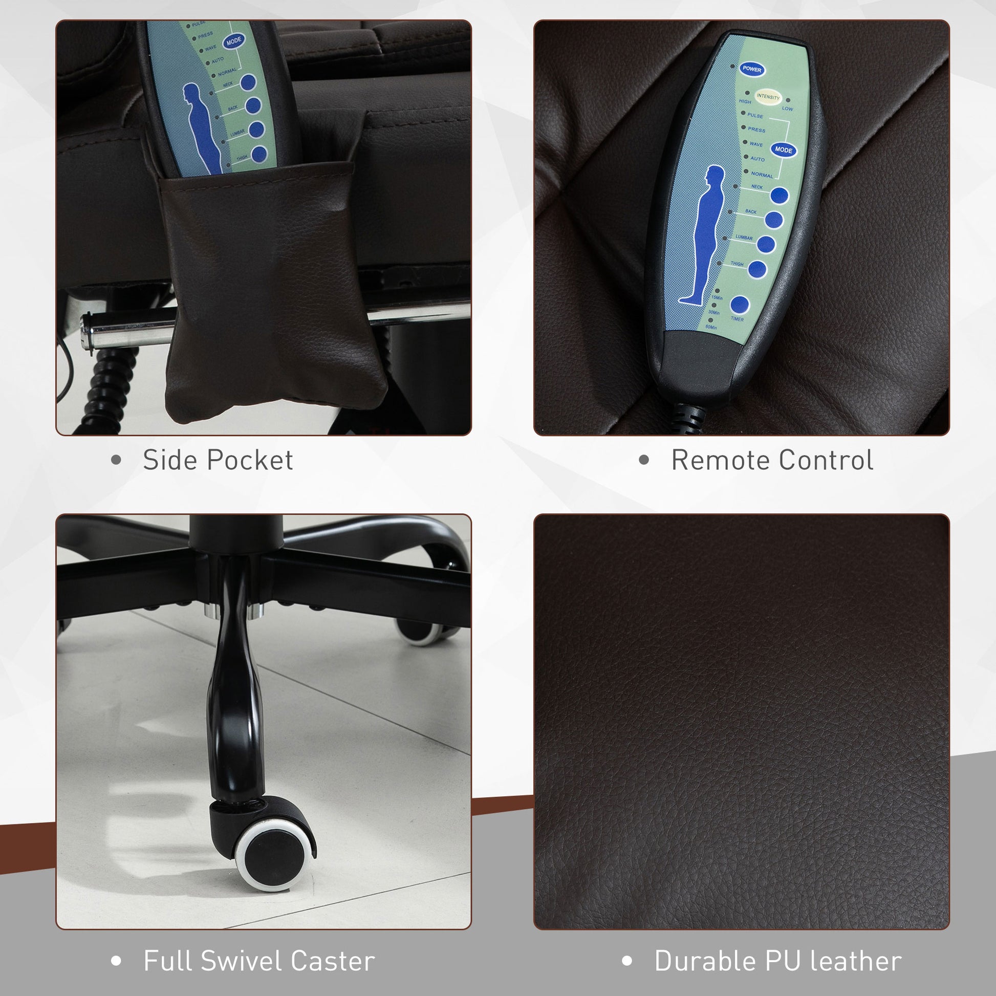 7-Point Vibrating Massage Chair - Reclining Brown-DECOROLALA