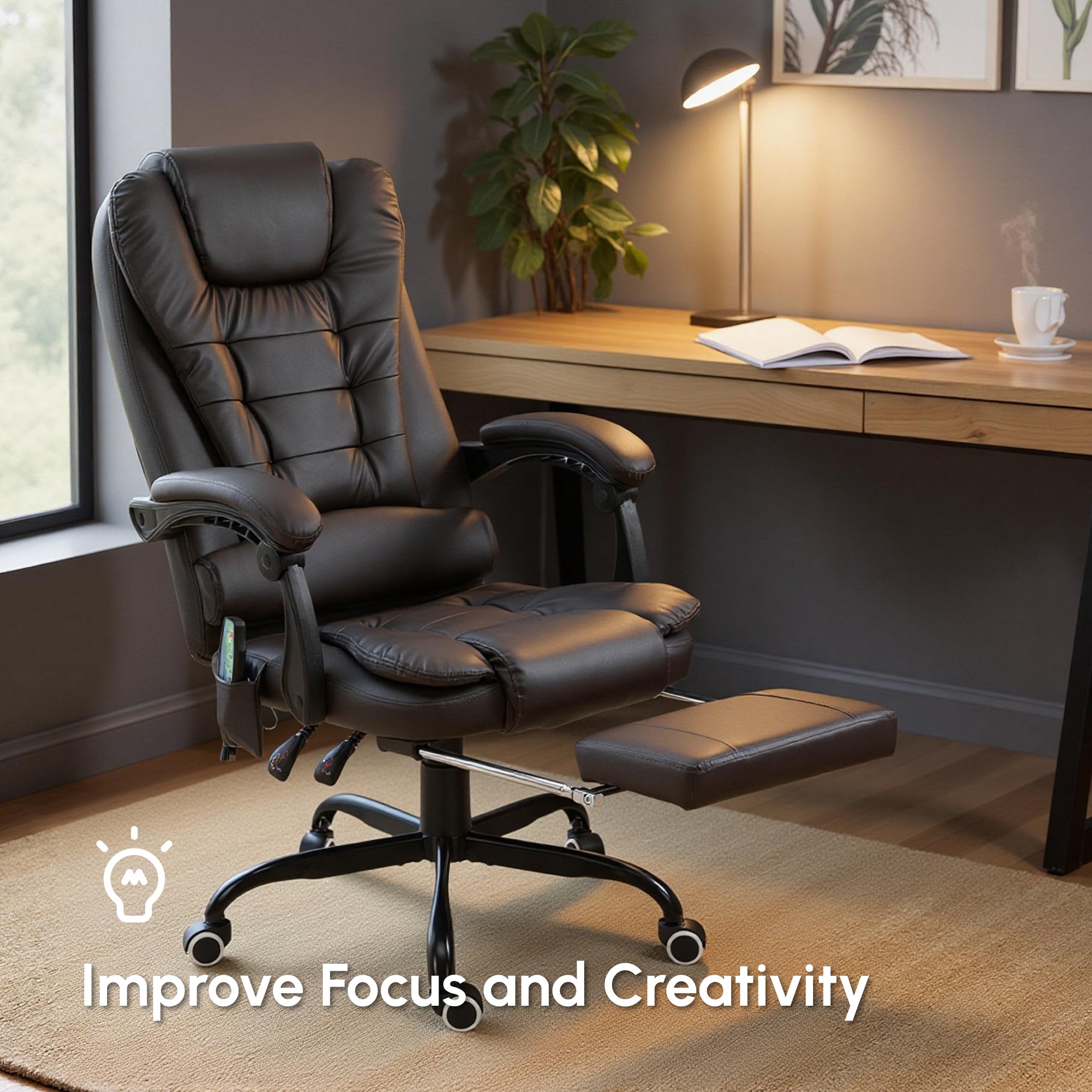 7-Point Vibrating Massage Chair - Reclining Brown-DECOROLALA