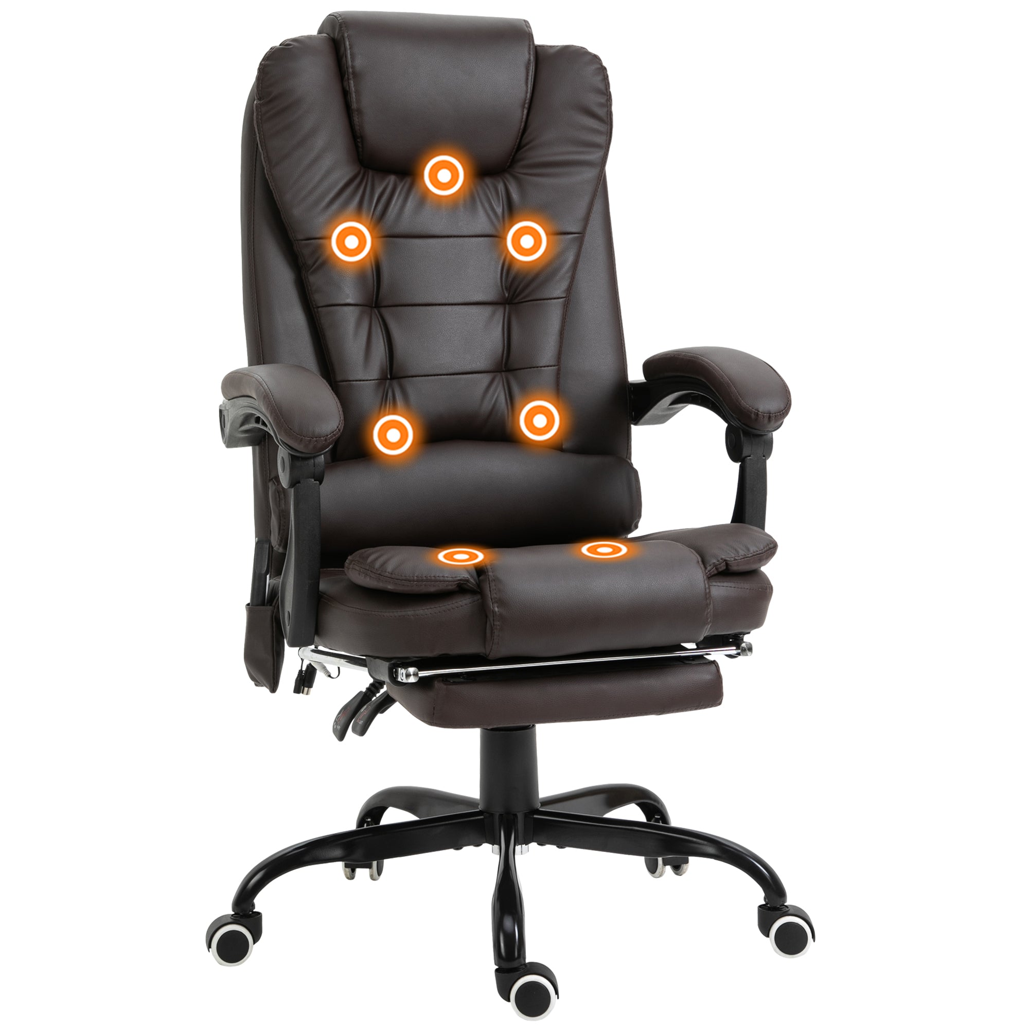 7-Point Vibrating Massage Chair - Reclining Brown-DECOROLALA