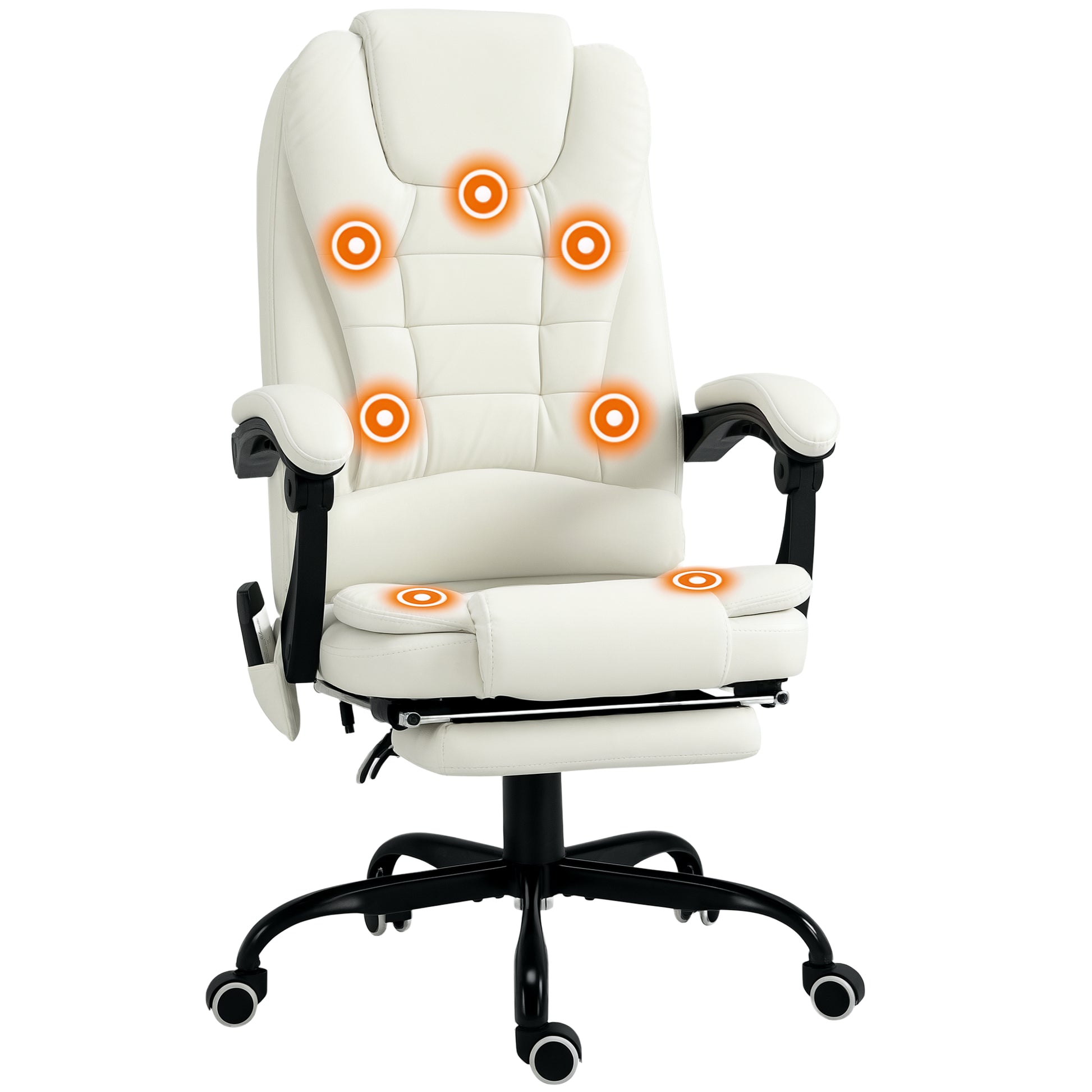 7-Point Vibrating Massage Office Chair - White-DECOROLALA