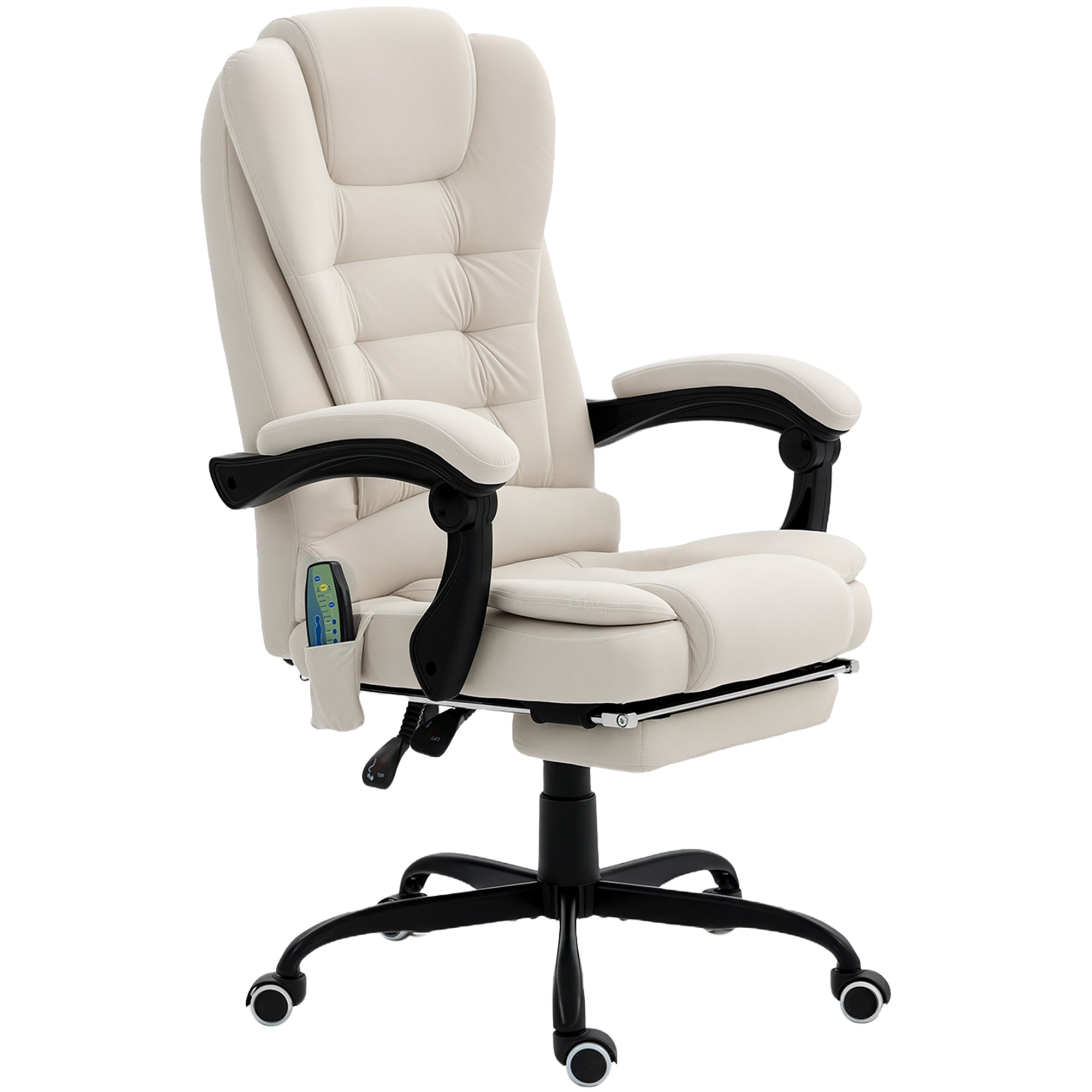 7-Point Vibrating Massage Office Chair with Footrest - Beige-DECOROLALA