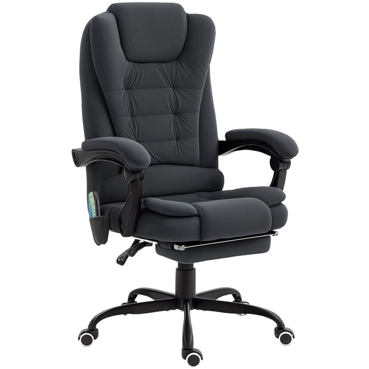 7-Point Vibrating Massage Office Chair with Footrest - Black-Massage Chairs-DECOROLALA