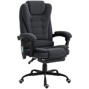 7-Point Vibrating Massage Office Chair with Footrest - Black-DECOROLALA