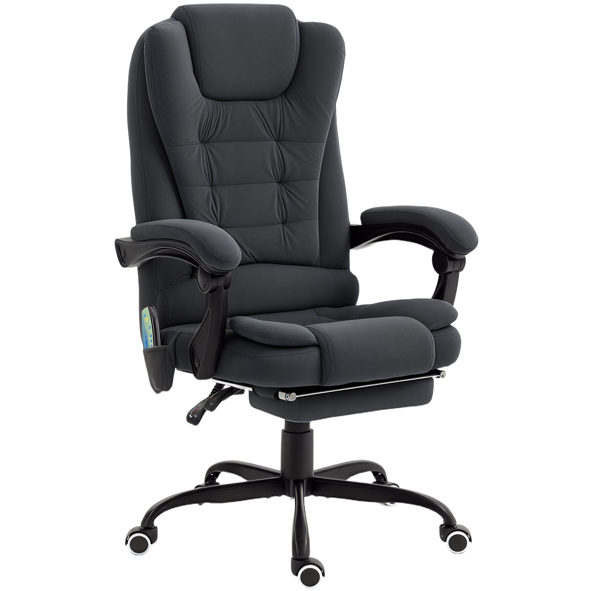 7-Point Vibrating Massage Office Chair with Footrest - Black-DECOROLALA