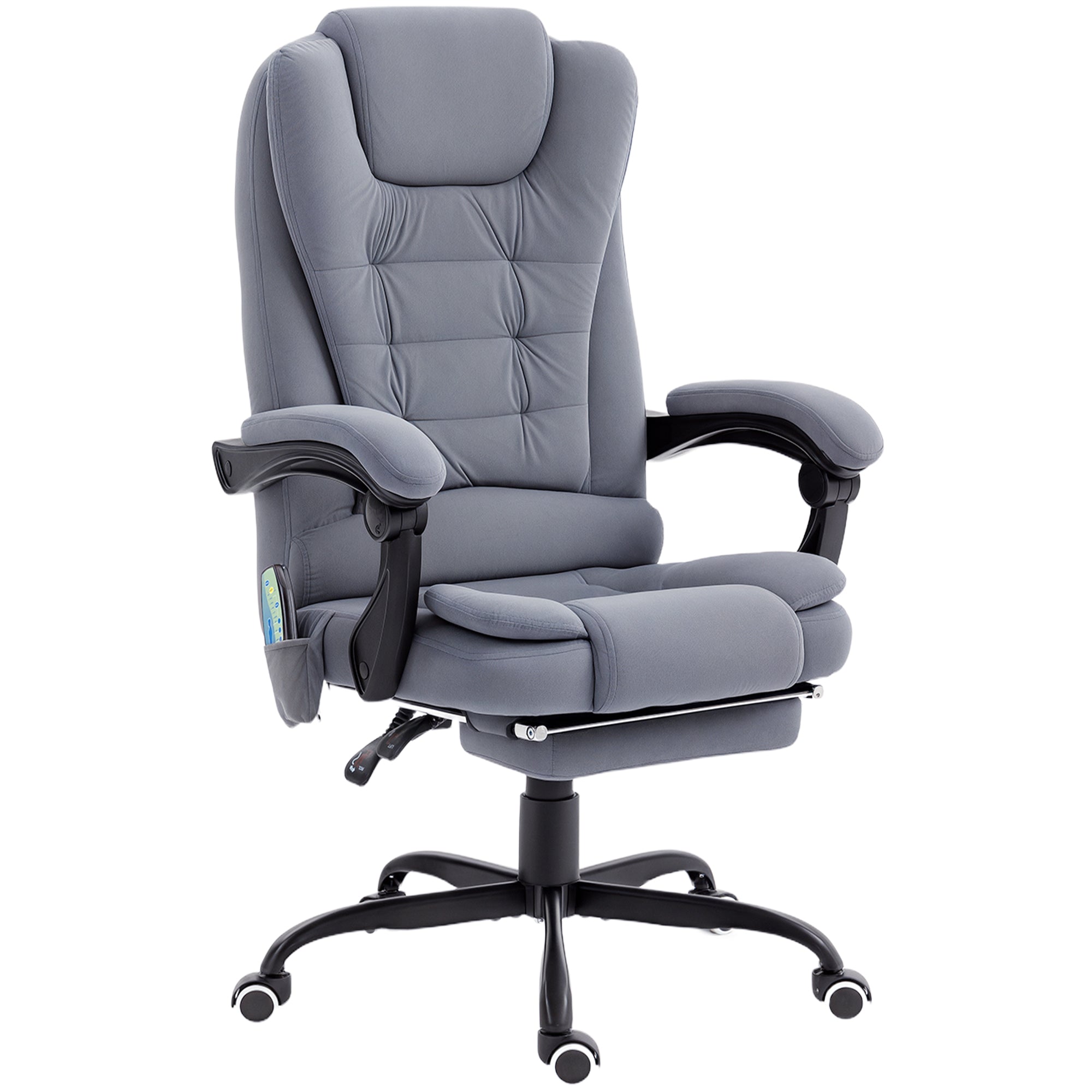 7-Point Vibrating Massage Office Chair with Footrest - Grey-Office Products > Office Furniture > Office Chairs > Massage Chairs-DECOROLALA