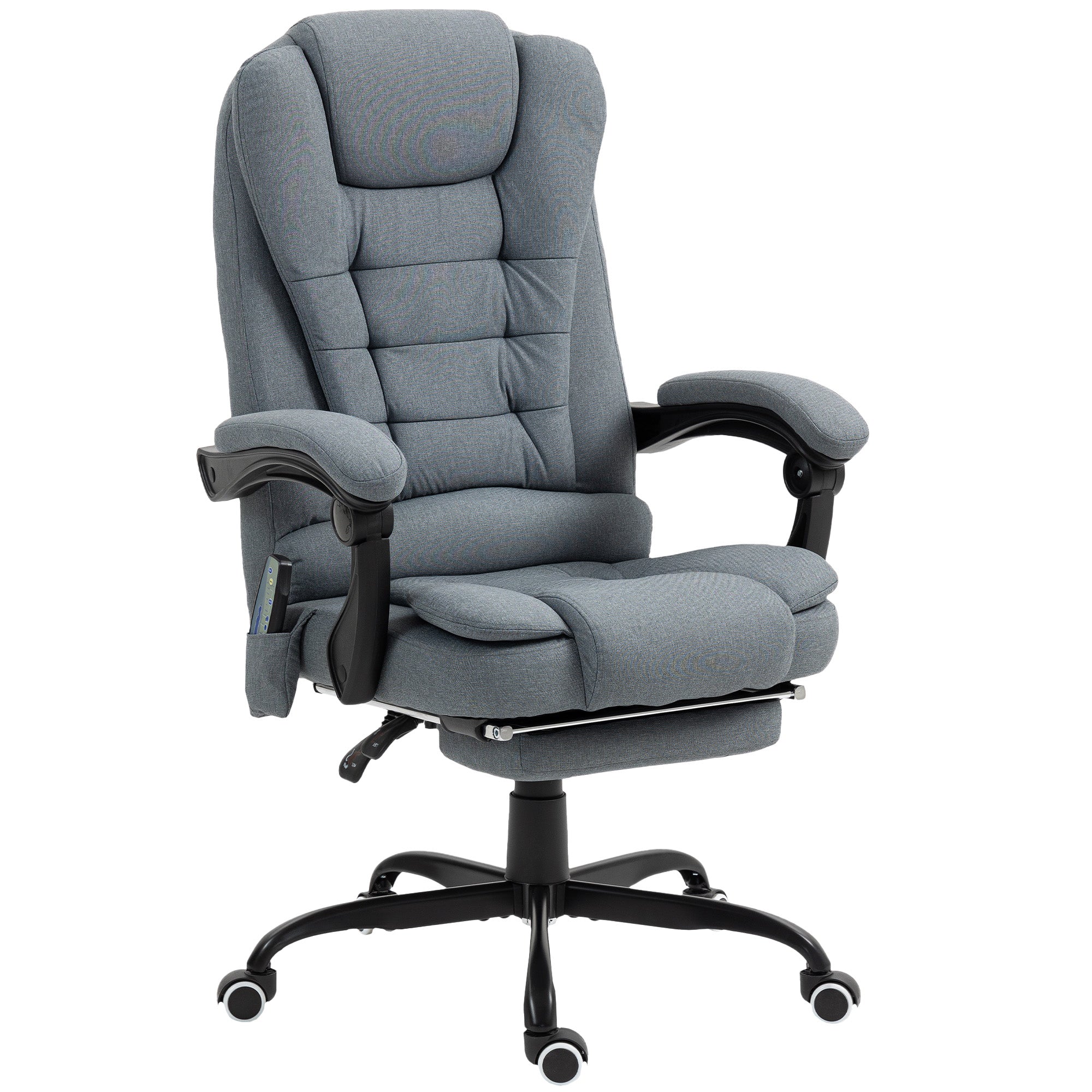 7-Point Vibrating Massage Office Chair with Footrest - Grey-DECOROLALA