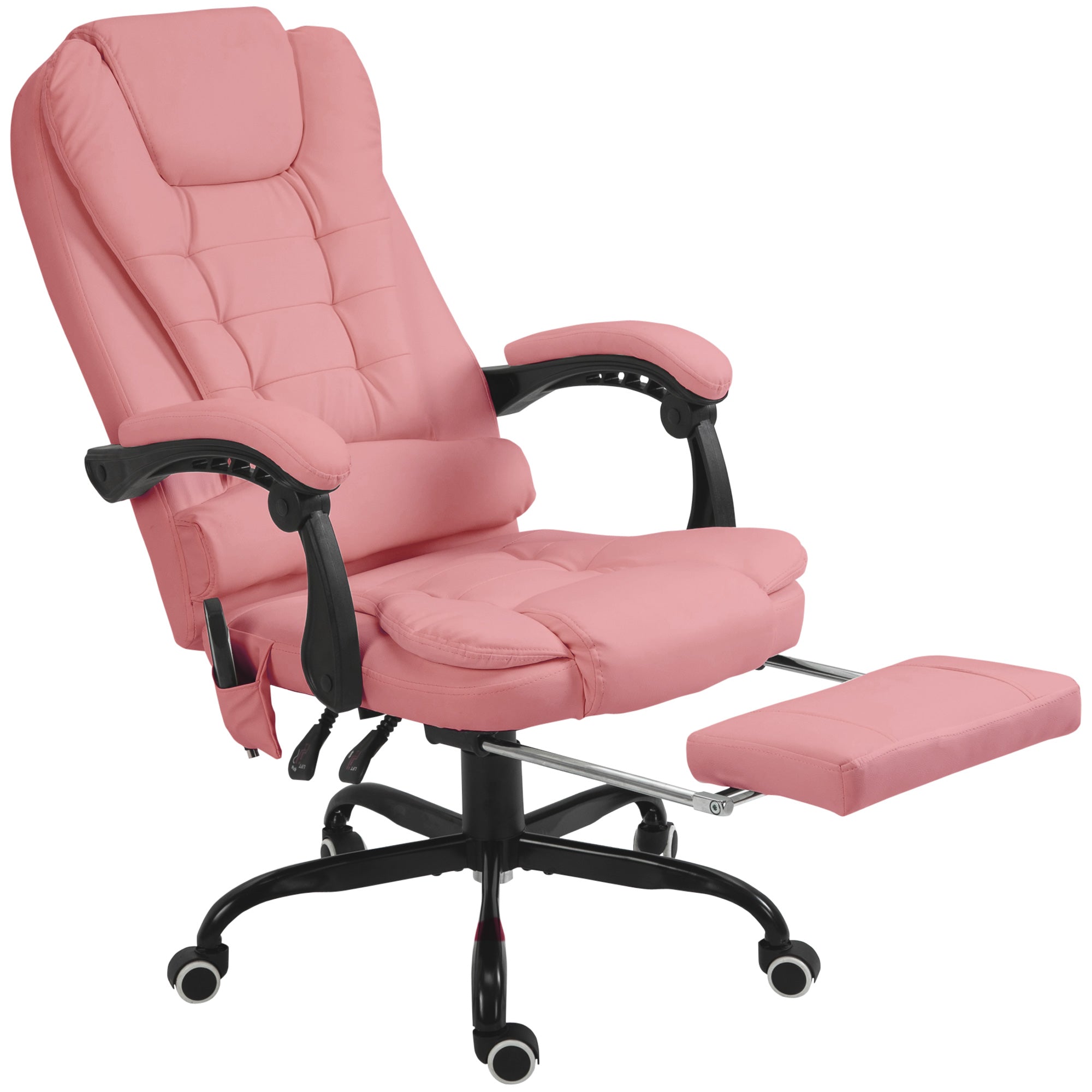 7-Point Vibrating Massage Office Chair with Footrest - Pink-Office Products > Office Furniture > Office Chairs > Massage Chairs-DECOROLALA