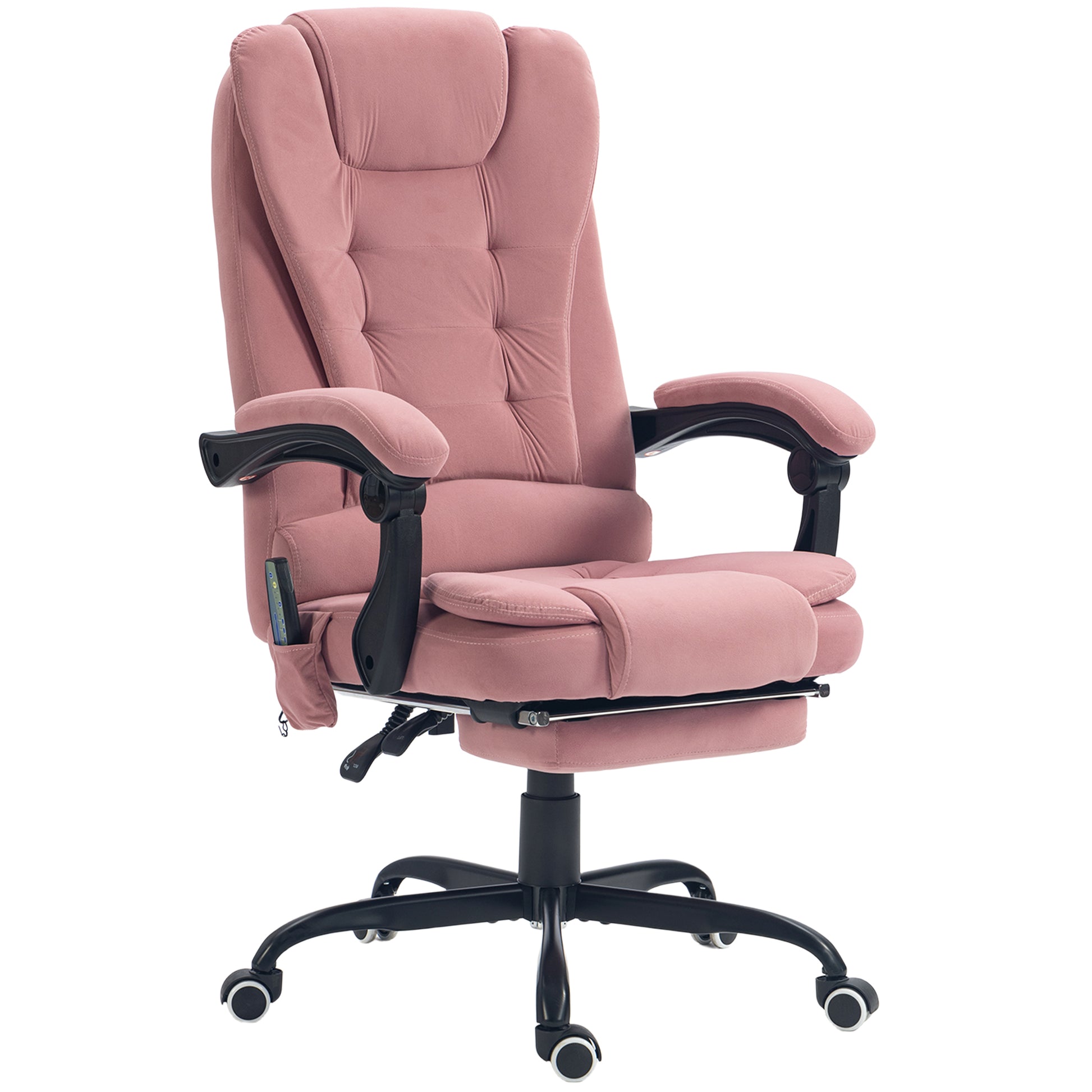 7-Point Vibrating Massage Office Chair with Footrest - Pink-DECOROLALA