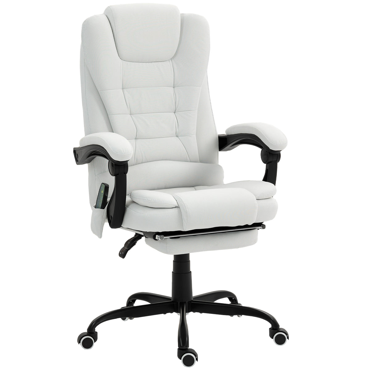 7-Point Vibrating Massage Office Chair with Footrest - White-Massage Chairs-DECOROLALA