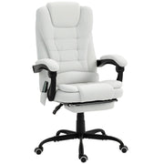 7-Point Vibrating Massage Office Chair with Footrest - White-DECOROLALA