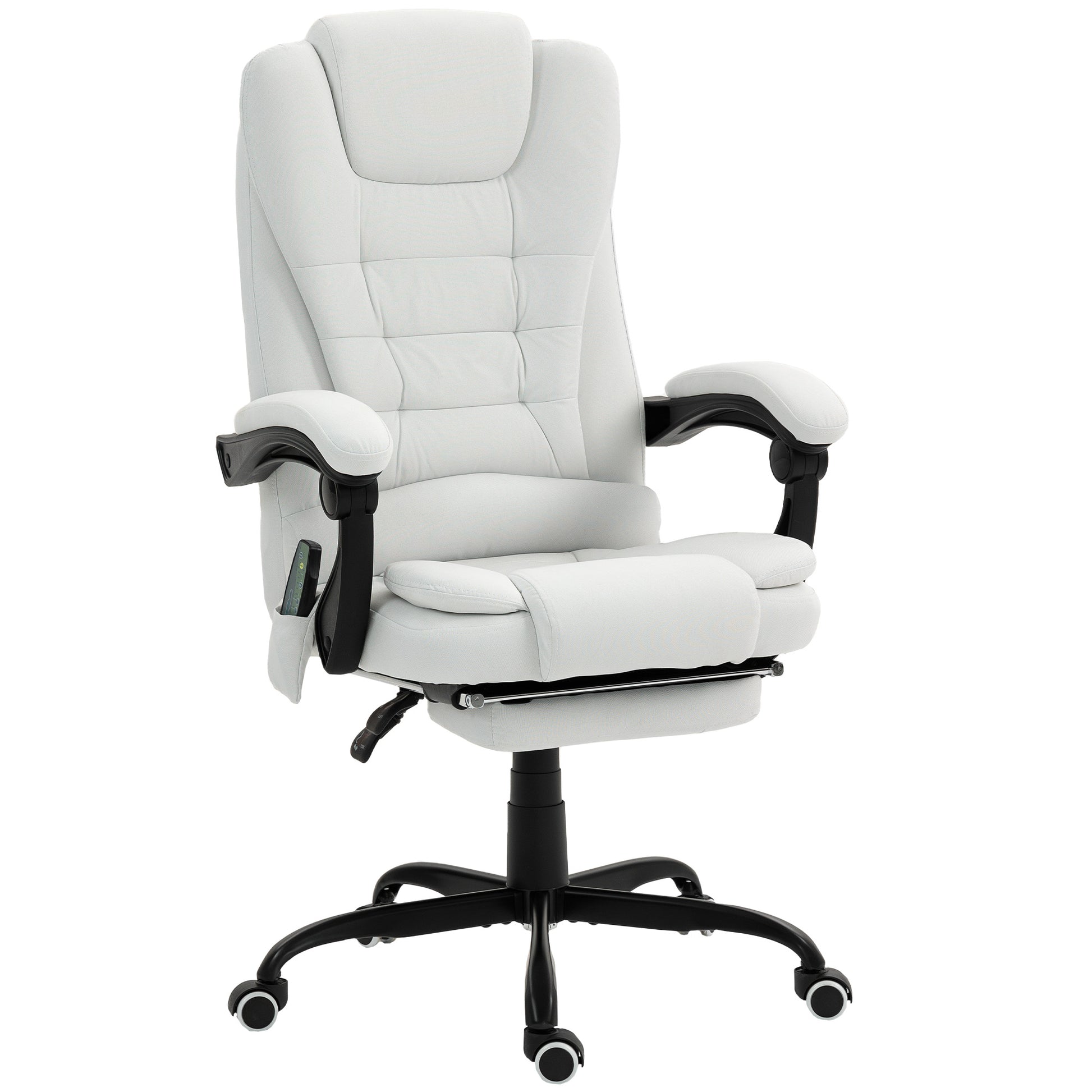 7-Point Vibrating Massage Office Chair with Footrest - White-DECOROLALA
