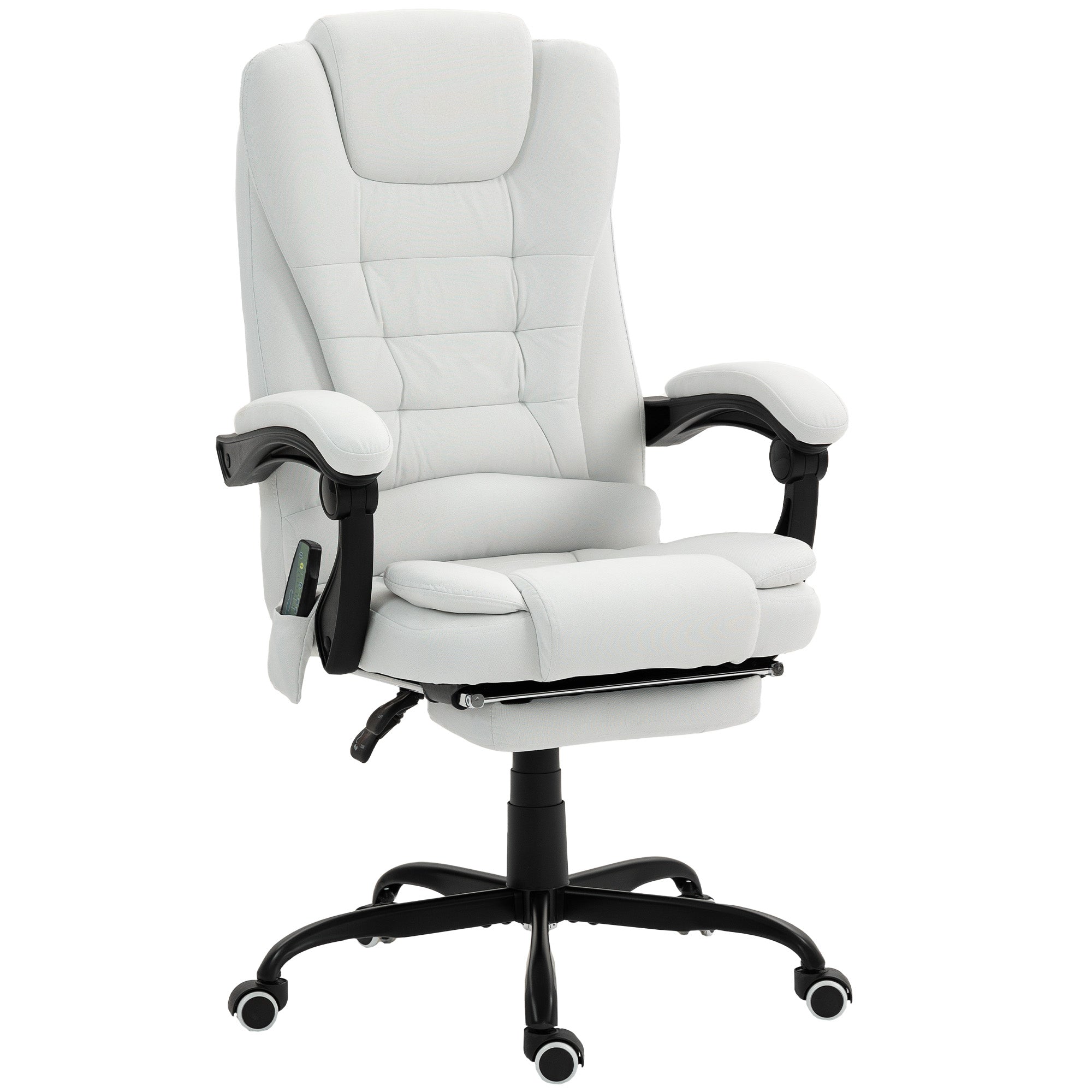 7-Point Vibrating Massage Office Chair with Footrest - White-DECOROLALA