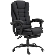 7-Point Vibrating Massage Reclining Office Chair with Footrest - Black-DECOROLALA