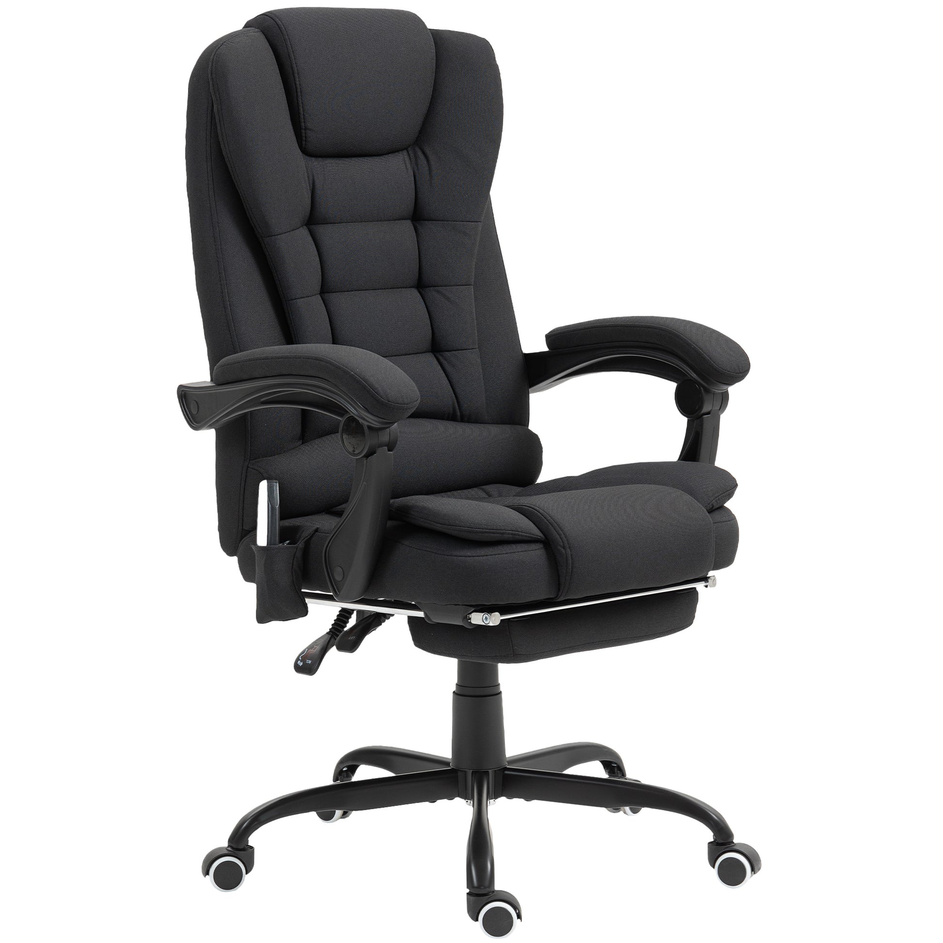 7-Point Vibrating Massage Reclining Office Chair with Footrest - Black-DECOROLALA