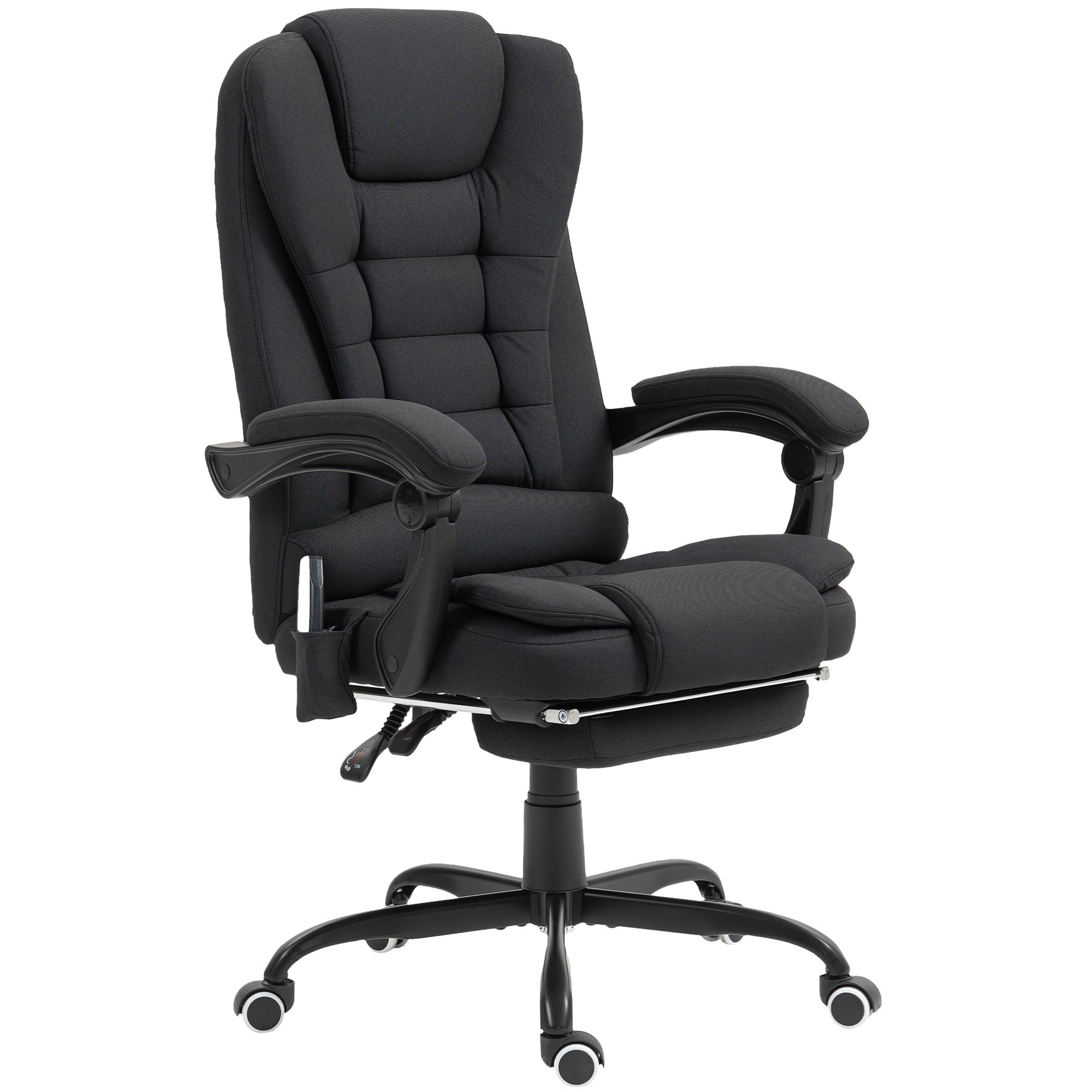 7-Point Vibrating Massage Reclining Office Chair with Footrest - Black-DECOROLALA