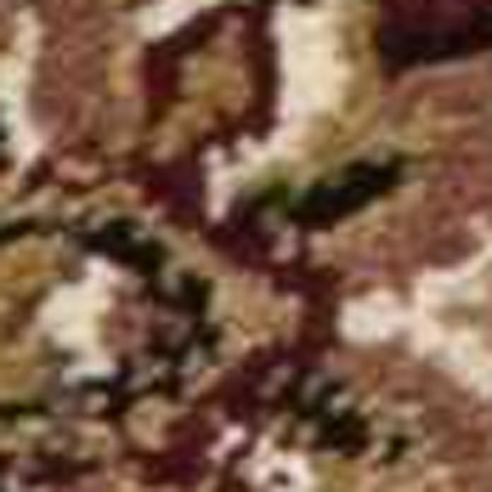 7' Red And Beige Floral Medallion Octagon Rug-Area Rugs-DECOROLALA