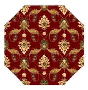7' Red Beige And Brown Floral Vines Octagon Rug-Area Rugs-DECOROLALA