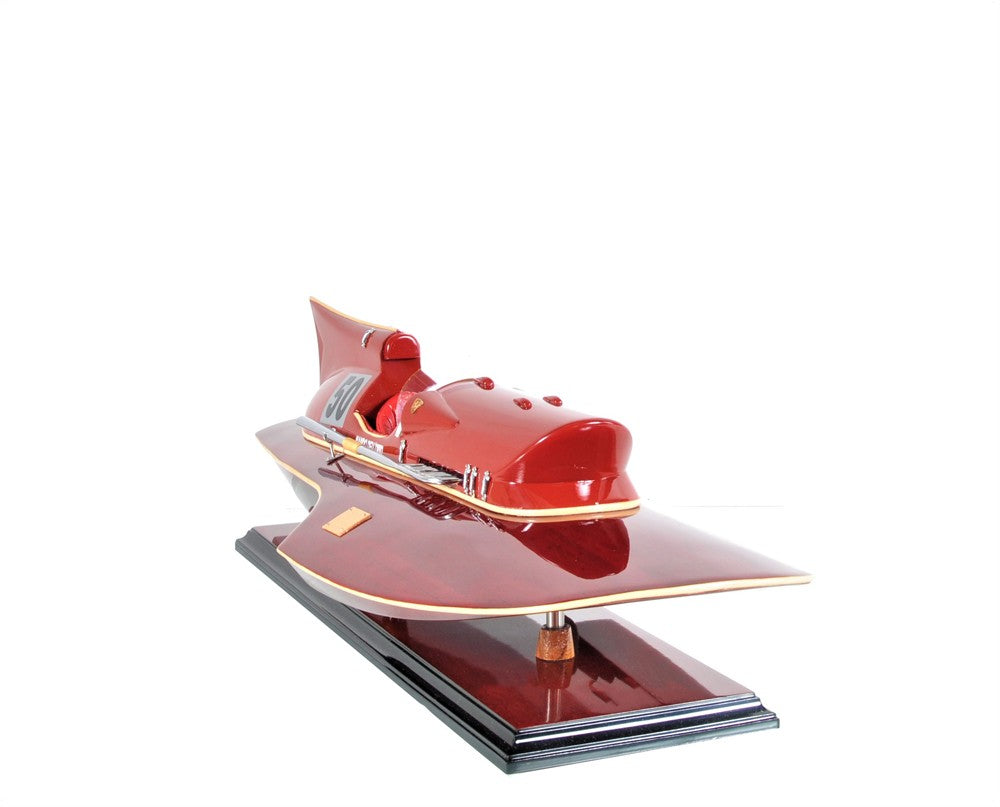 7" Red Manufactured Wood Hand Painted Decorative Boat-Sculptures-DECOROLALA