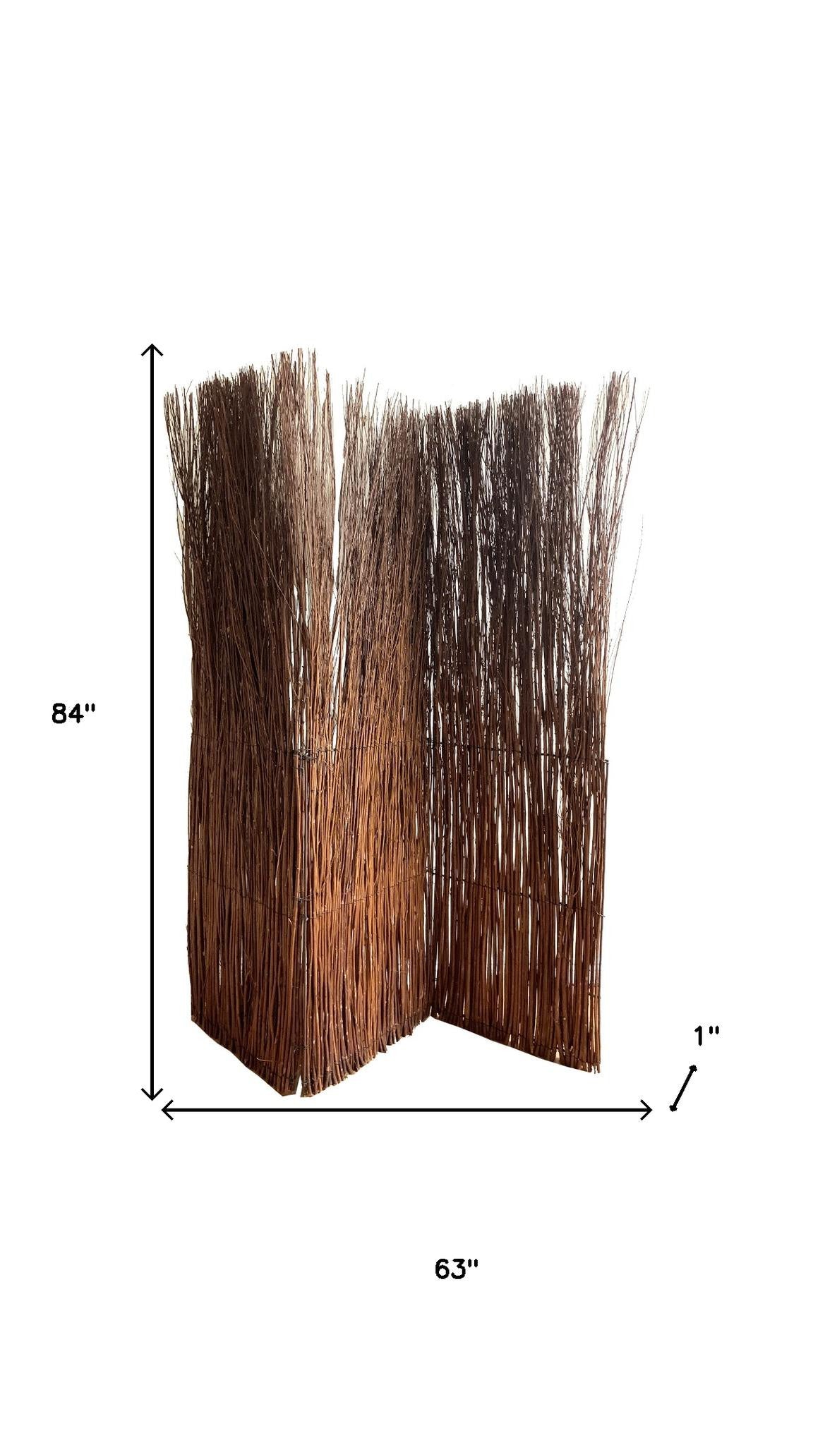 7' Rustic Willow Branch Three Panel Room Divider Screen-Room Dividers-DECOROLALA