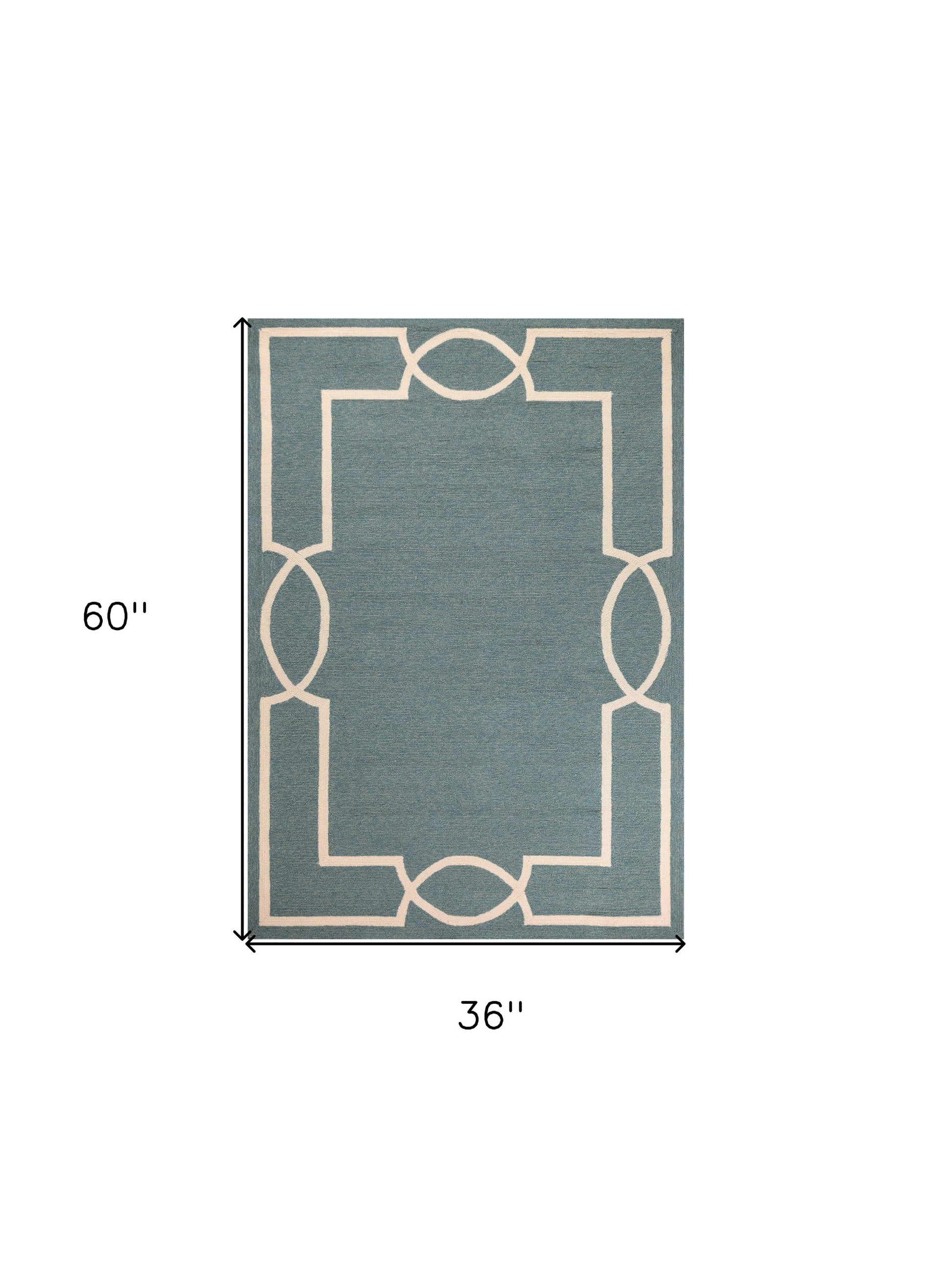 7' Sky Blue And Ivory Round Geometric Handmade Indoor Outdoor Area Rug-Outdoor Rugs-DECOROLALA