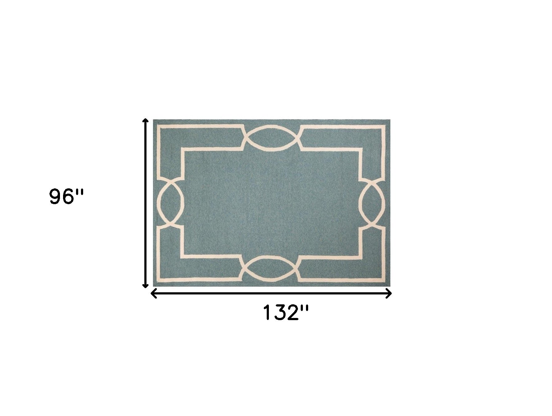 7' Sky Blue And Ivory Round Geometric Handmade Indoor Outdoor Area Rug-Outdoor Rugs-DECOROLALA