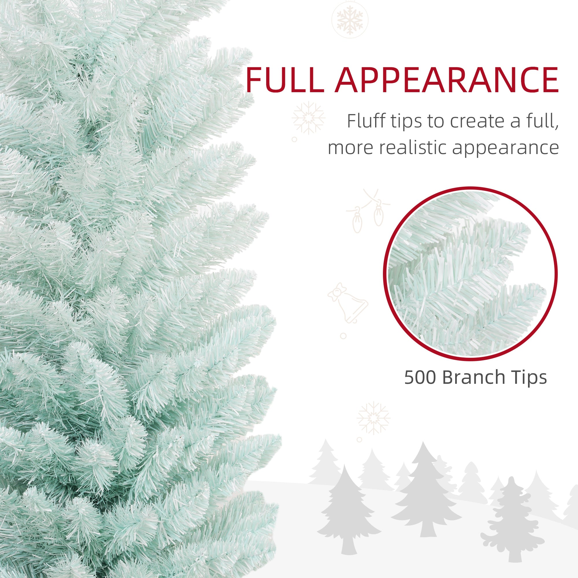 7' Slim Pencil Artificial Christmas Tree - Gradient Blue-Home Furnishings > Holiday & Seasonal > Christmas Trees > Pencil Christmas Trees-DECOROLALA