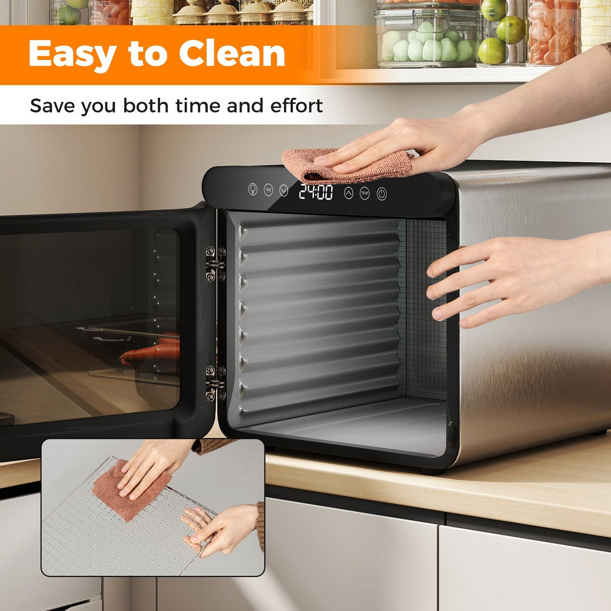 7 Stainless Steel Trays Dryer with 1-24H Timer and 30-75℃ Temperature-Silver-Toaster Ovens-DECOROLALA