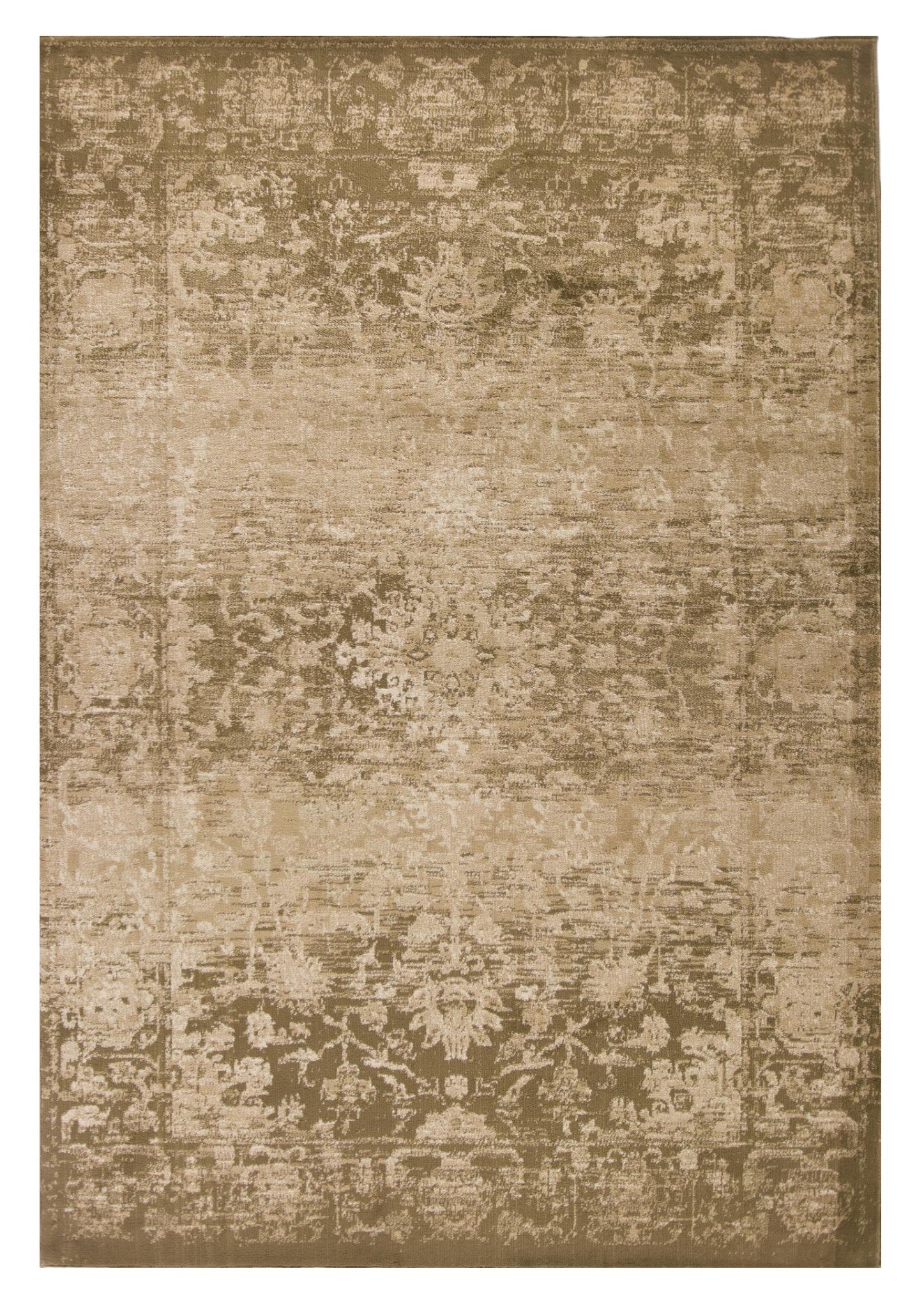 7' X 10' Beige And Tan Floral Medallion Area Rug-Area Rugs-DECOROLALA