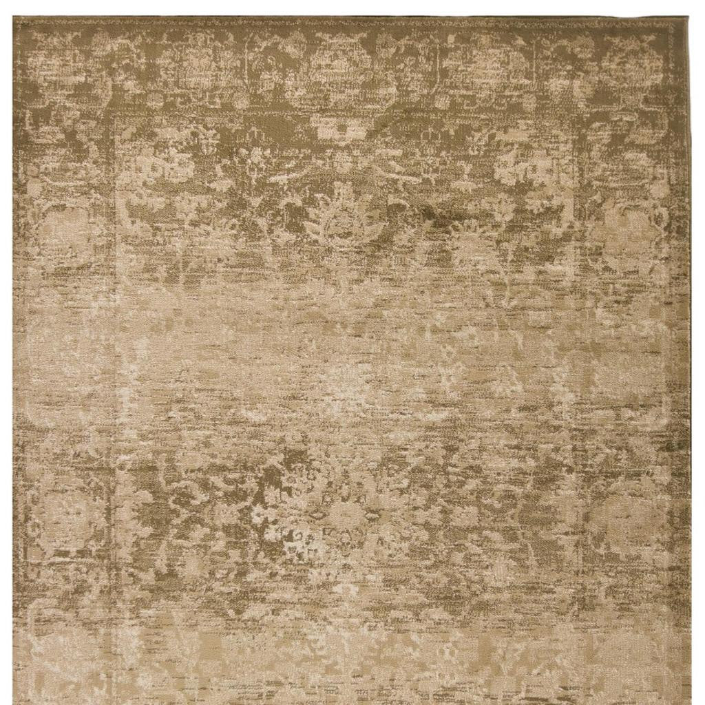 7' X 10' Beige And Tan Floral Medallion Area Rug-Area Rugs-DECOROLALA