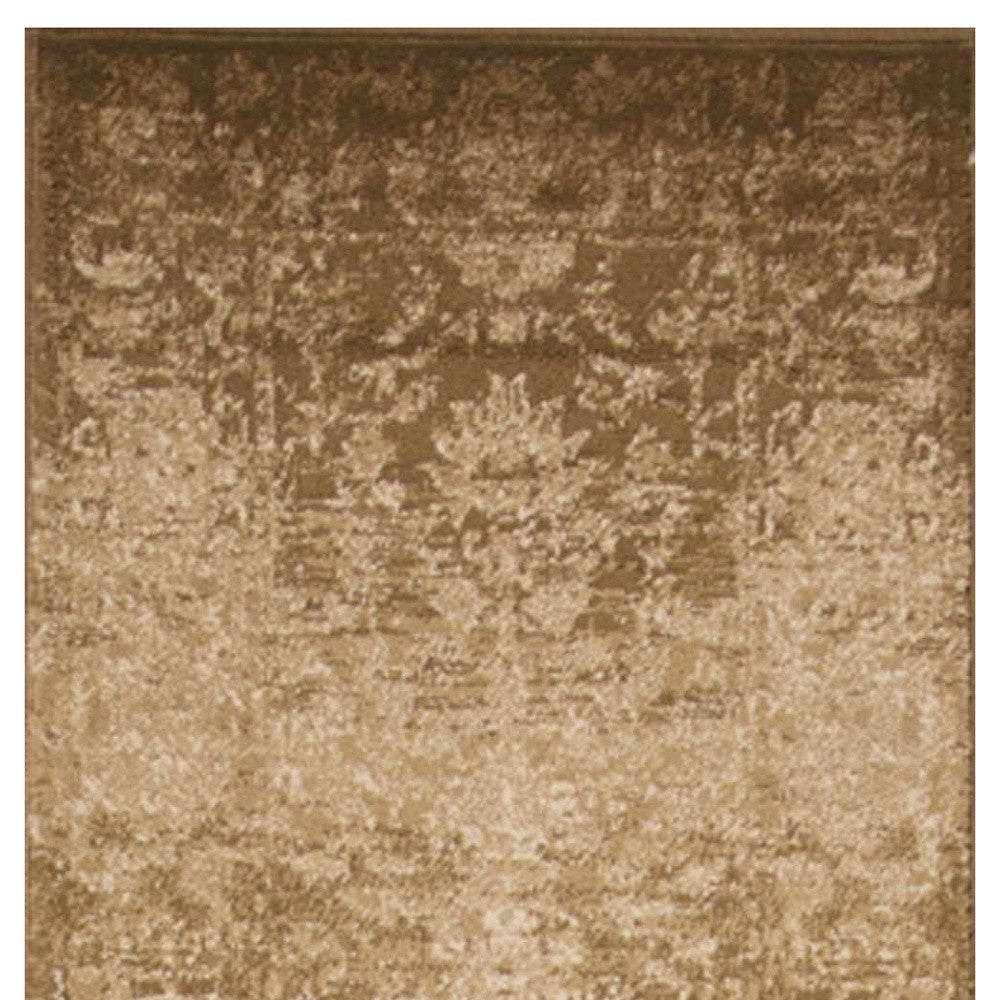 7' X 10' Beige And Tan Floral Medallion Area Rug-Area Rugs-DECOROLALA