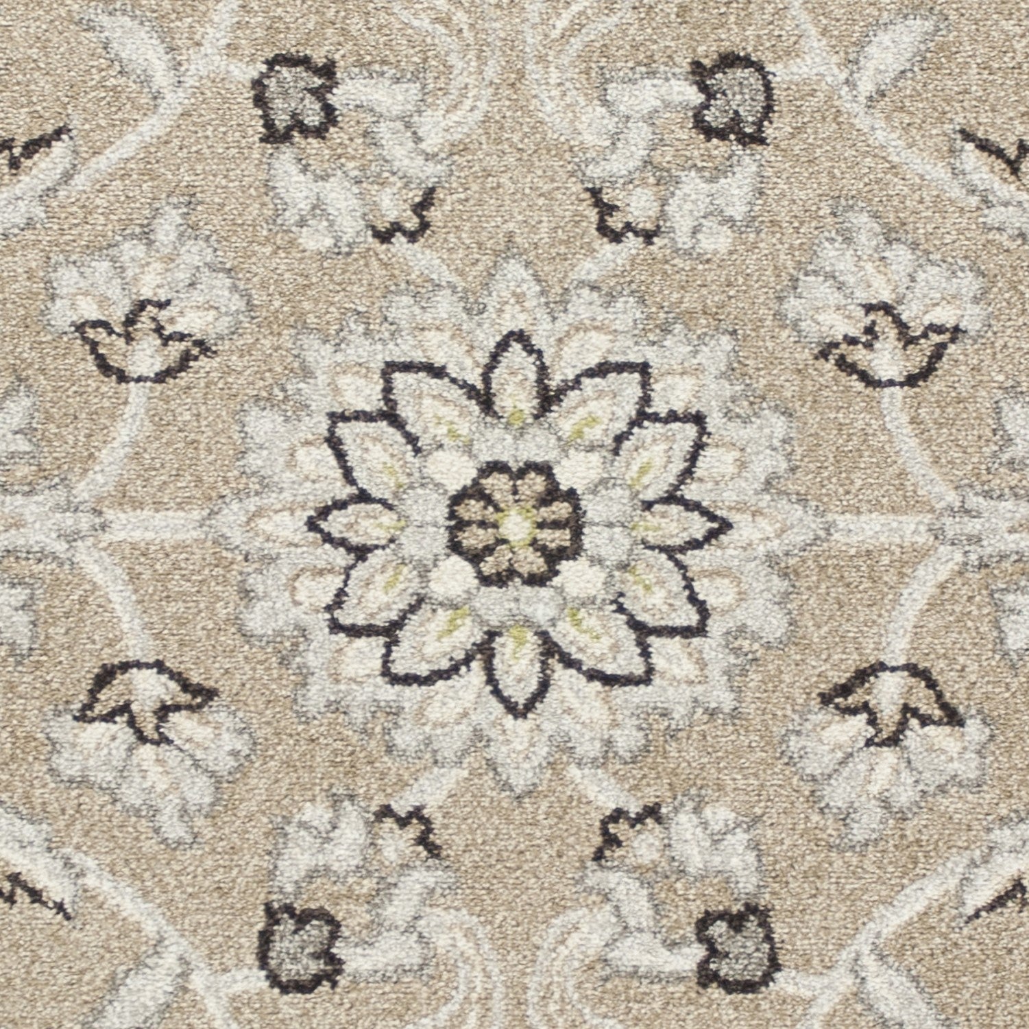7' X 10' Beige Floral Indoor Outdoor Area Rug-Outdoor Rugs-DECOROLALA