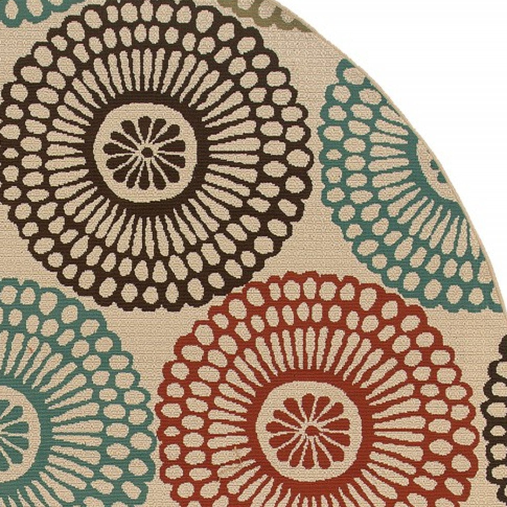 7' X 10' Beige Indoor Outdoor Area Rug-Outdoor Rugs-DECOROLALA