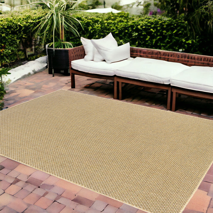 7' X 10' Beige Indoor Outdoor Area Rug-Outdoor Rugs-DECOROLALA