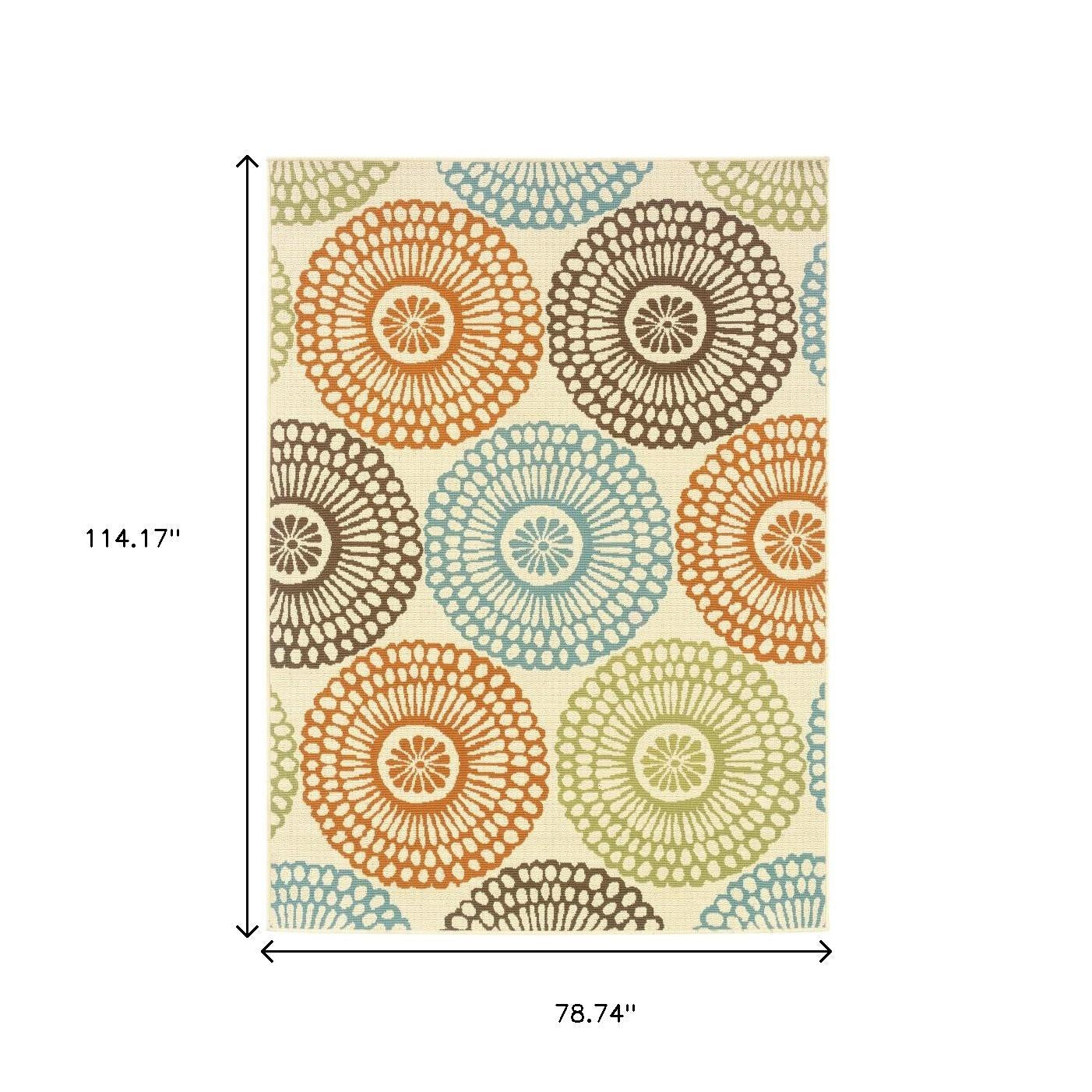 7' X 10' Beige Indoor Outdoor Area Rug-Outdoor Rugs-DECOROLALA