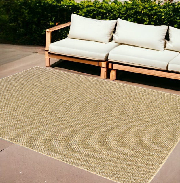 7' X 10' Beige Indoor Outdoor Area Rug-Outdoor Rugs-DECOROLALA