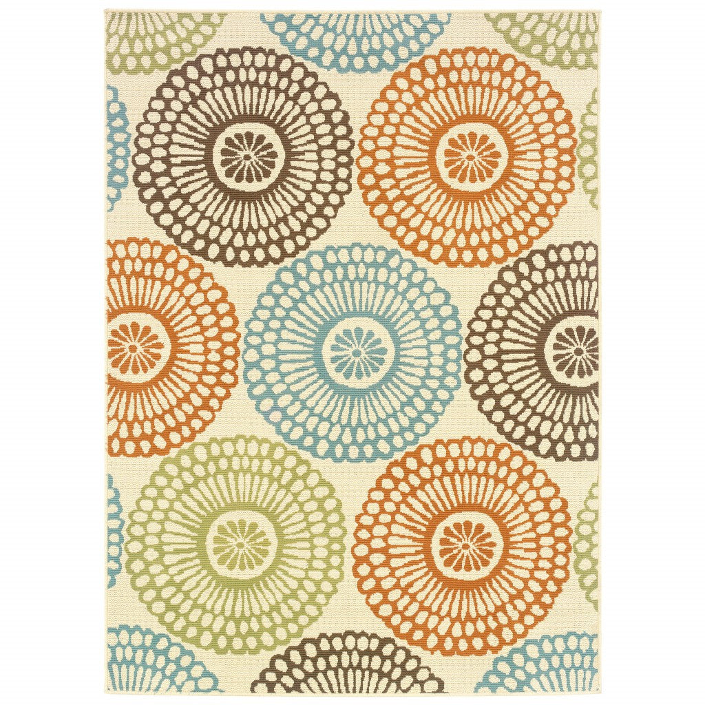 7' X 10' Beige Indoor Outdoor Area Rug-Outdoor Rugs-DECOROLALA