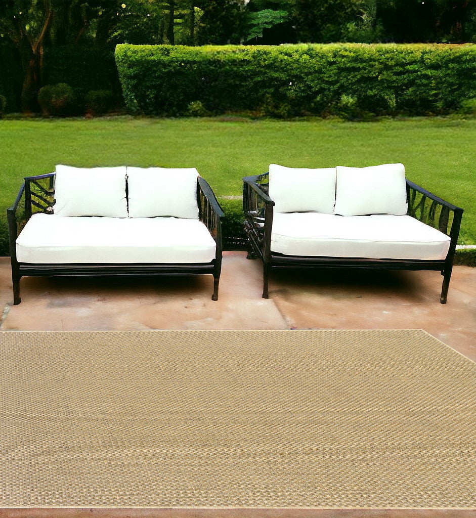 7' X 10' Beige Indoor Outdoor Area Rug-Outdoor Rugs-DECOROLALA
